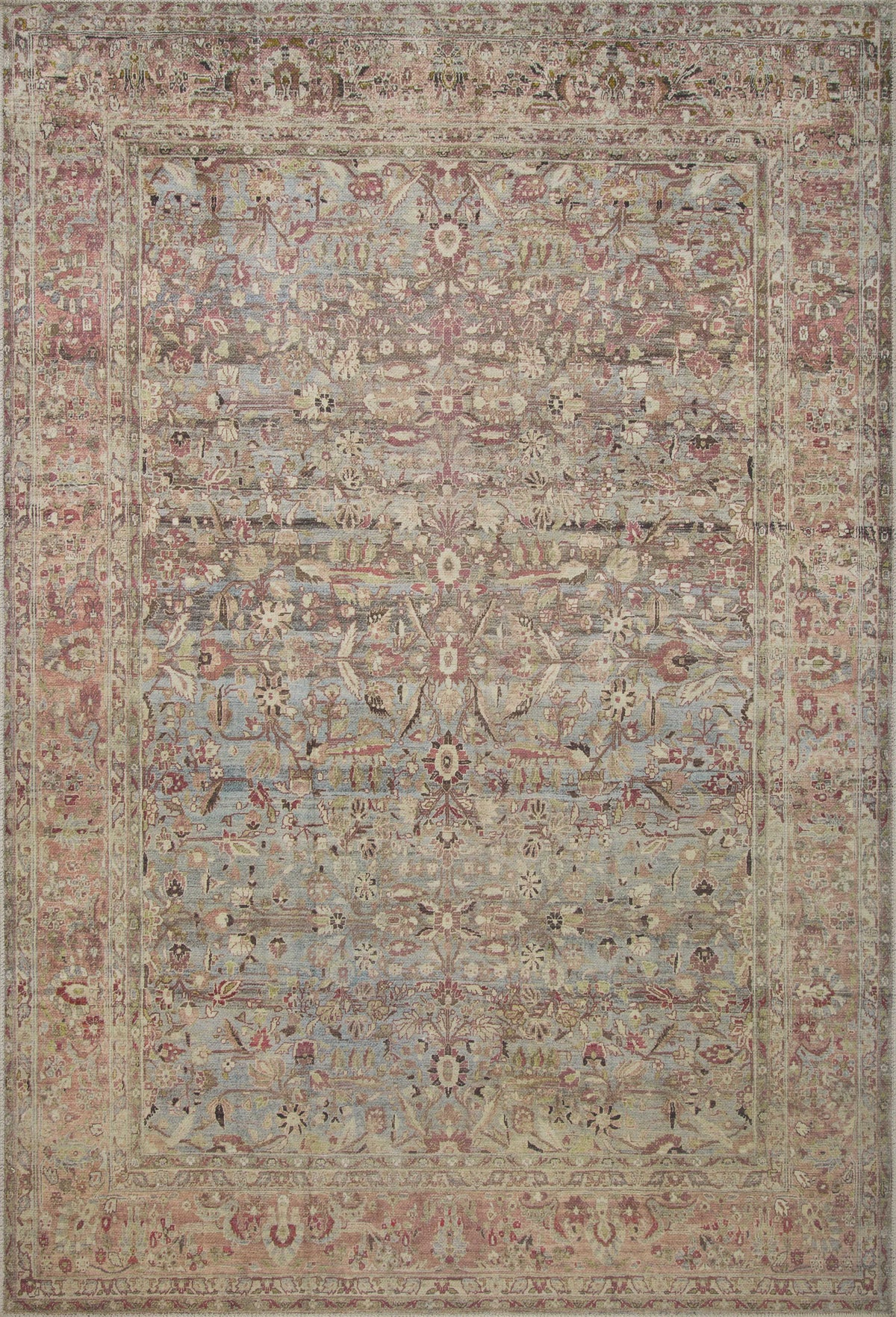 front view of Adrian Ocean / Clay luxury Rug