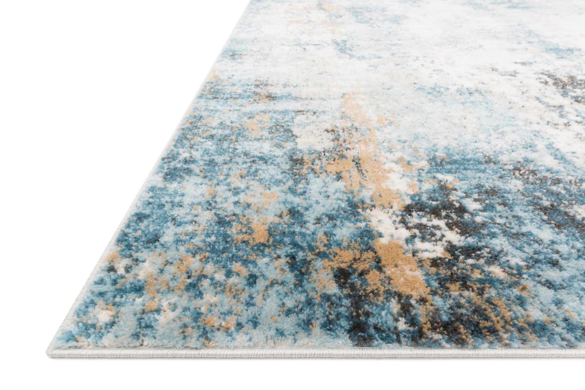 side view of Alchemy Denim / Ivory luxury Rug