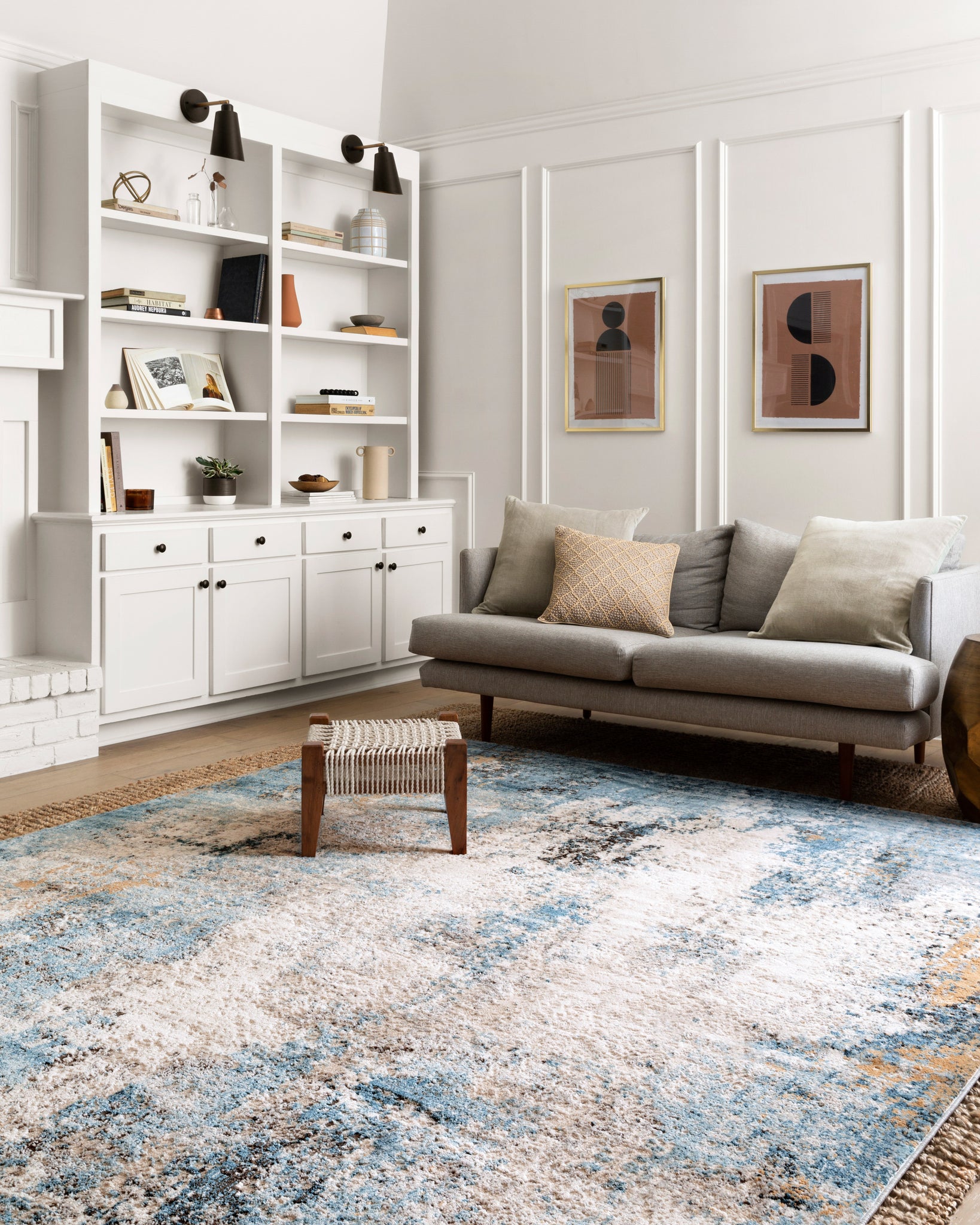 angle view of Alchemy Denim / Ivory luxury Rug