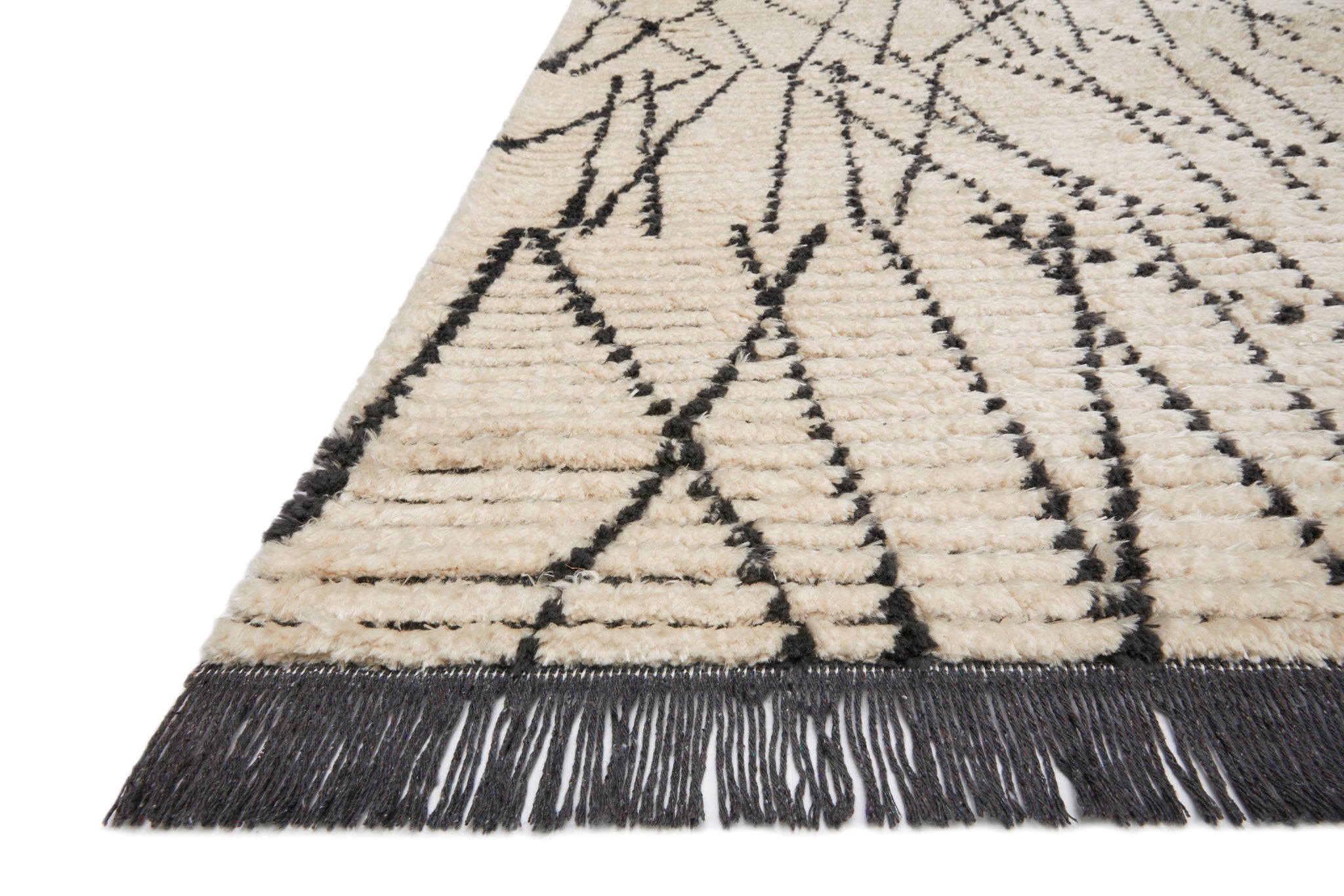 side view of Alice Cream / Charcoal by Chris Loves Julia x Loloi luxury Rug