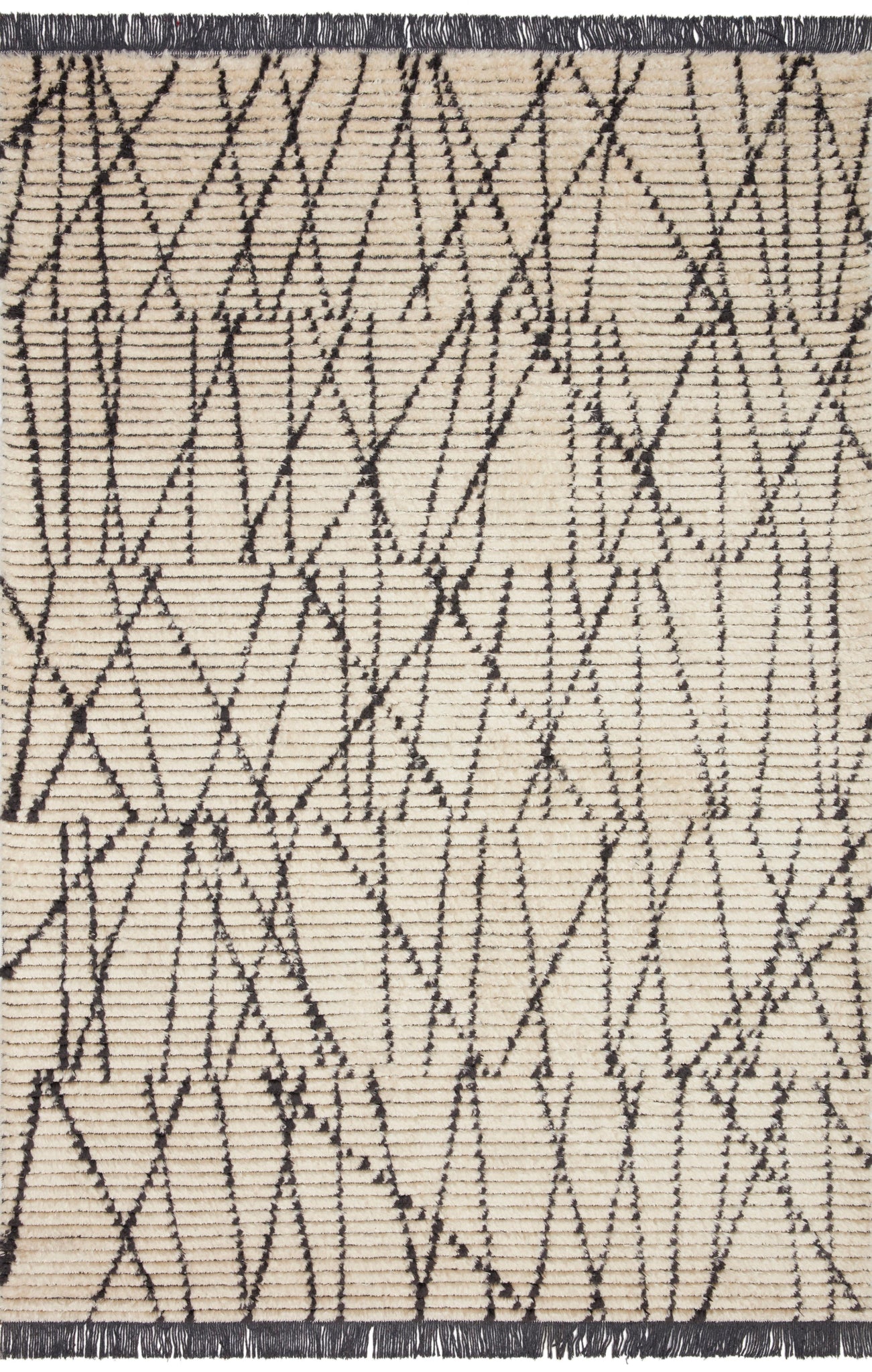 front view of Alice Cream / Charcoal by Chris Loves Julia x Loloi luxury Rug