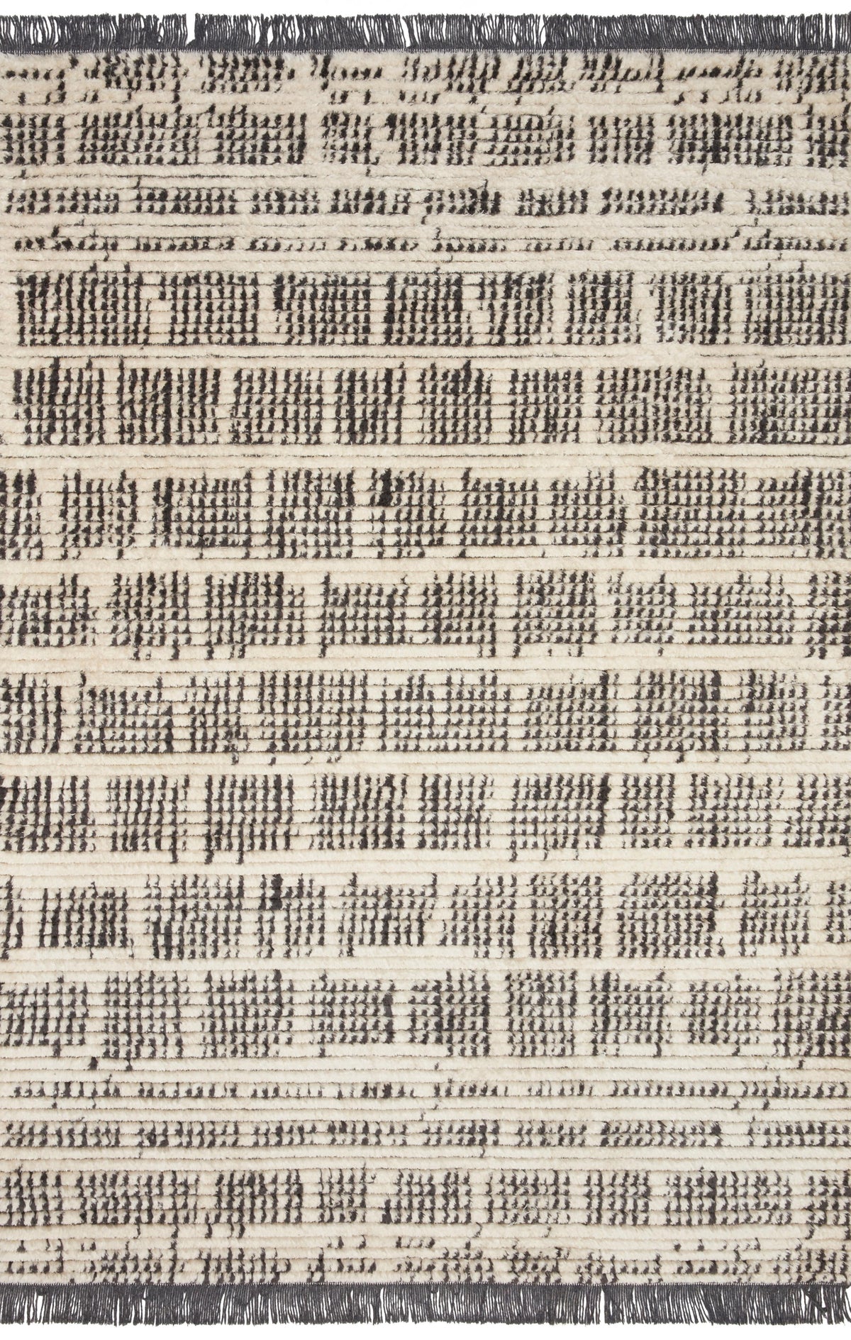 front view of Alice Cream / Charcoal by Chris Loves Julia x Loloi luxury Rug