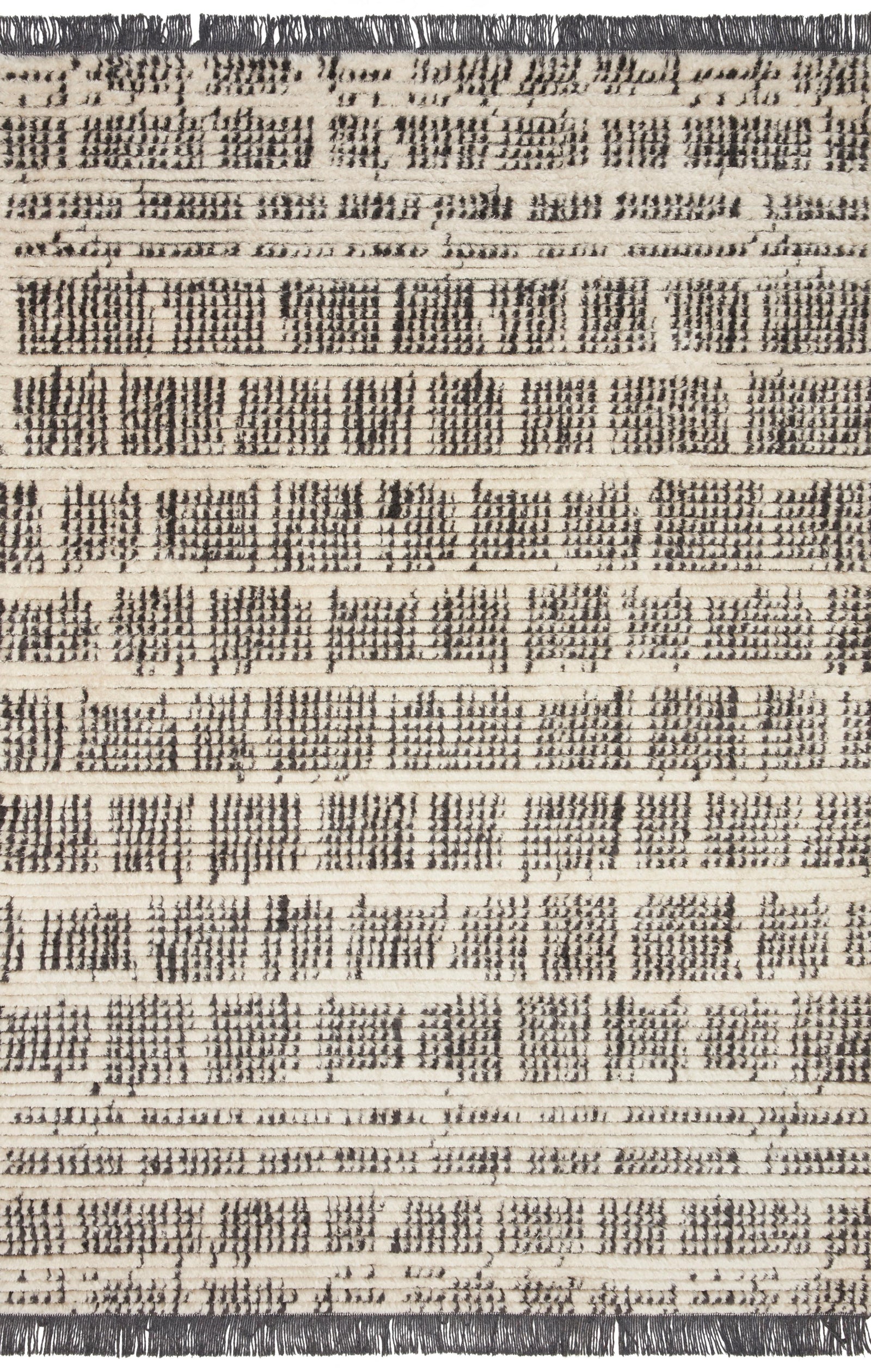 front view of Alice Cream / Charcoal by Chris Loves Julia x Loloi luxury Rug