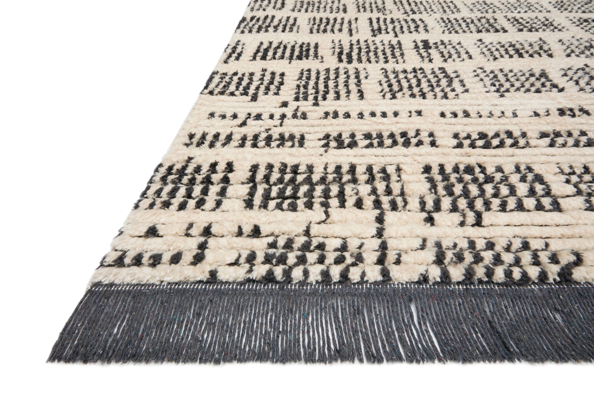 side view of Alice Cream / Charcoal by Chris Loves Julia x Loloi luxury Rug
