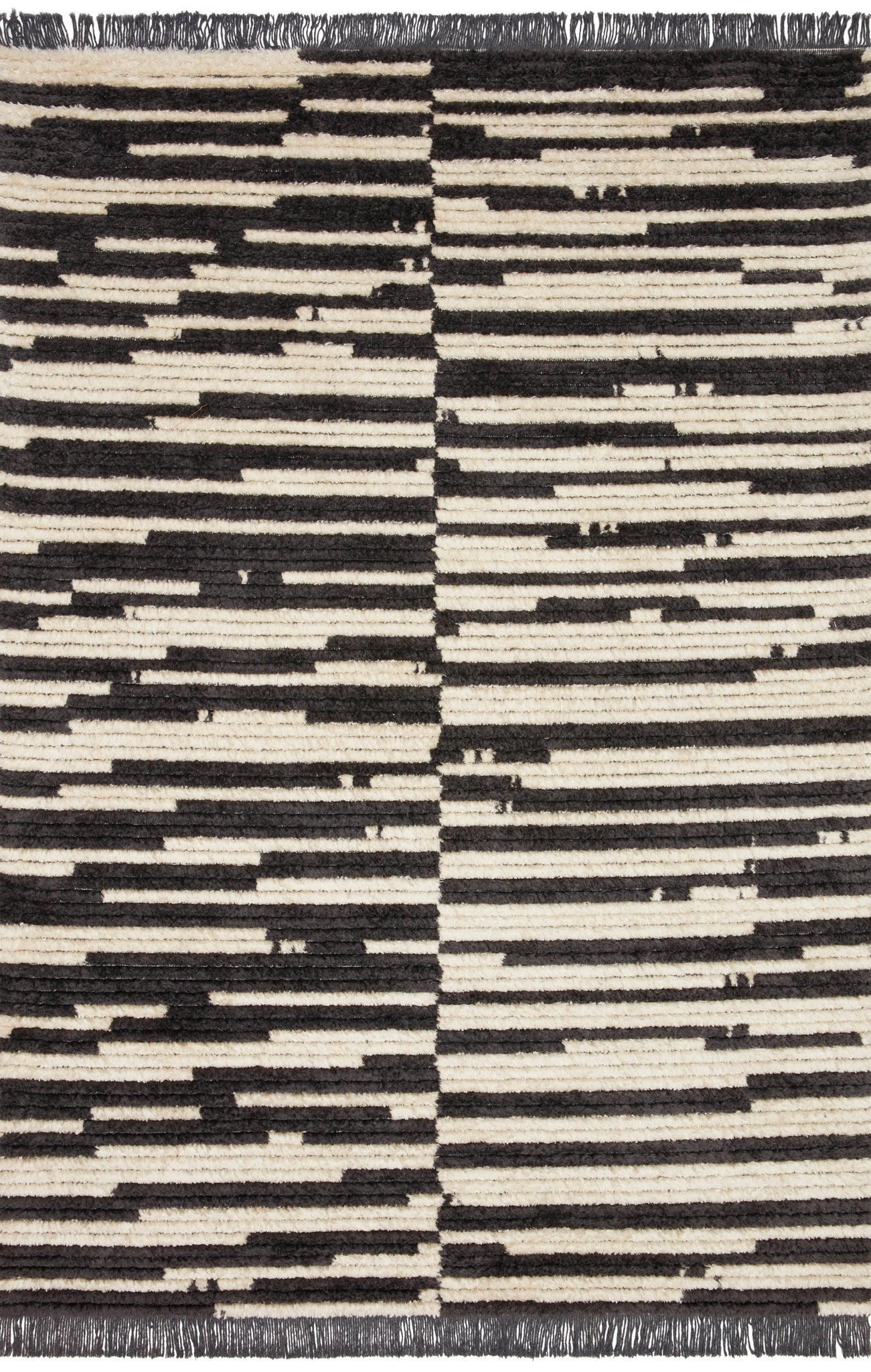 front view of Alice Cream / Charcoal by Chris Loves Julia x Loloi luxury Rug