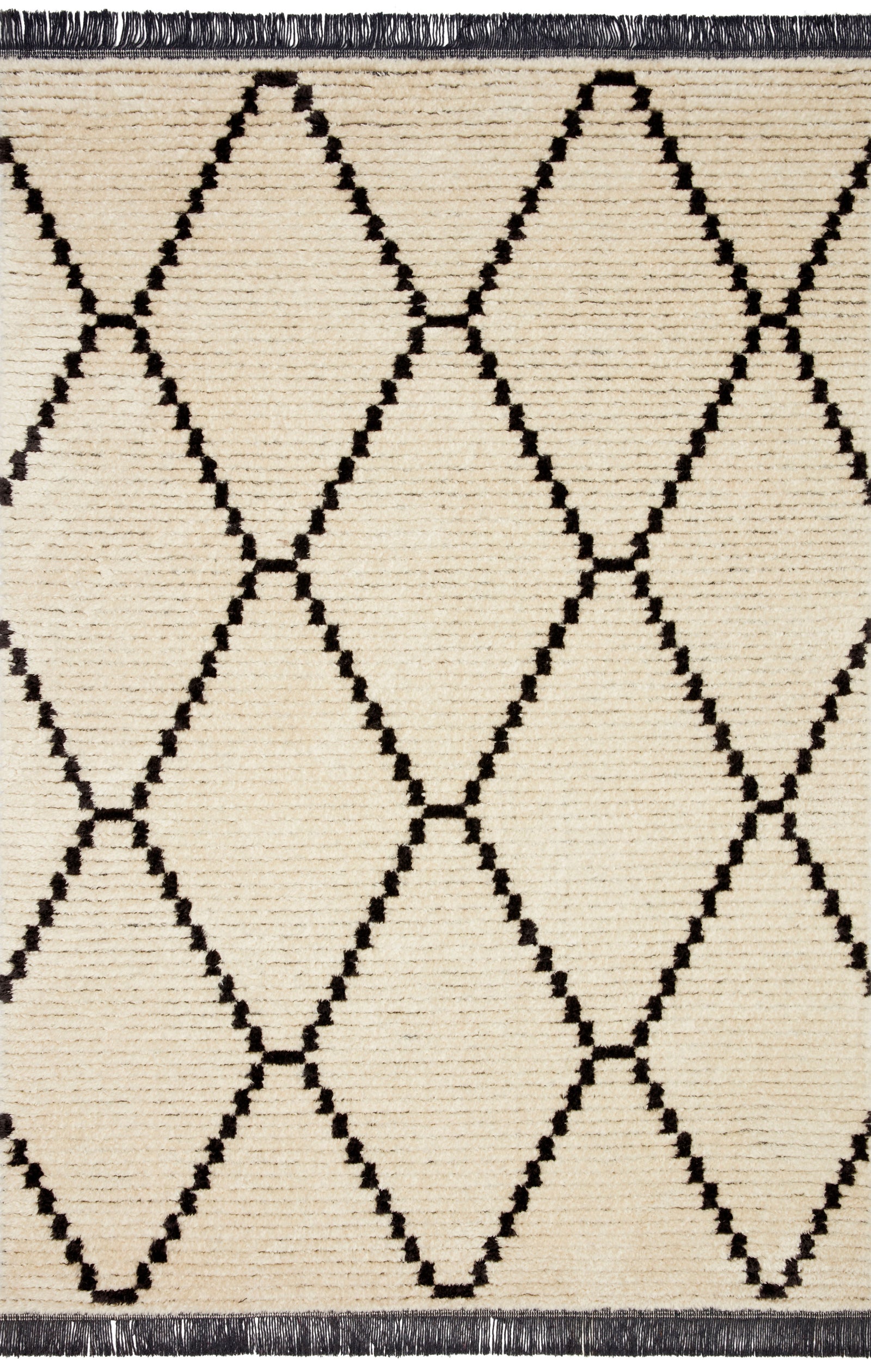 front view of Alice Cream / Charcoal by Chris Loves Julia x Loloi luxury Rug