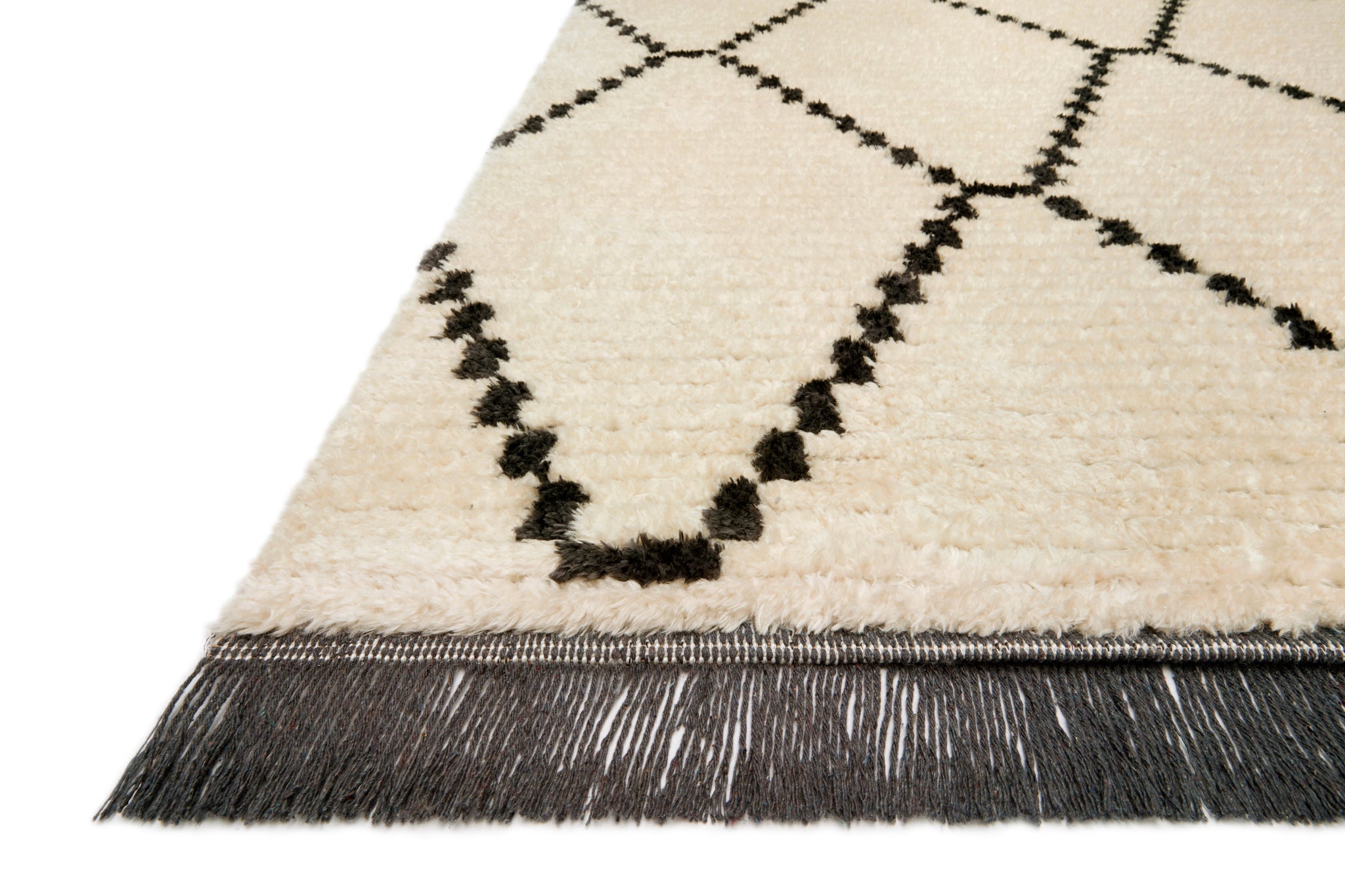 side view of Alice Cream / Charcoal by Chris Loves Julia x Loloi luxury Rug