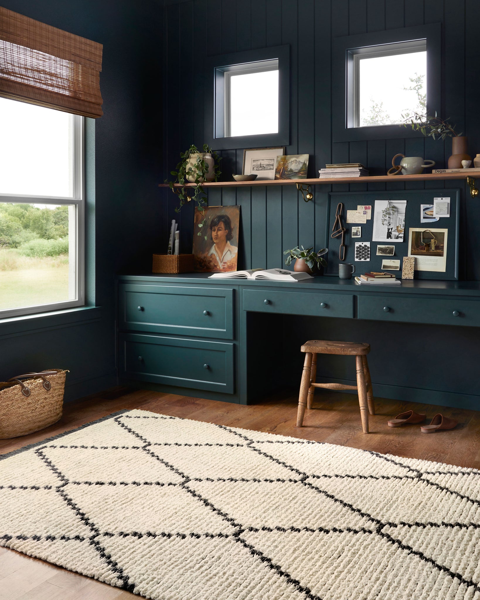 angle view of Alice Cream / Charcoal by Chris Loves Julia x Loloi luxury Rug