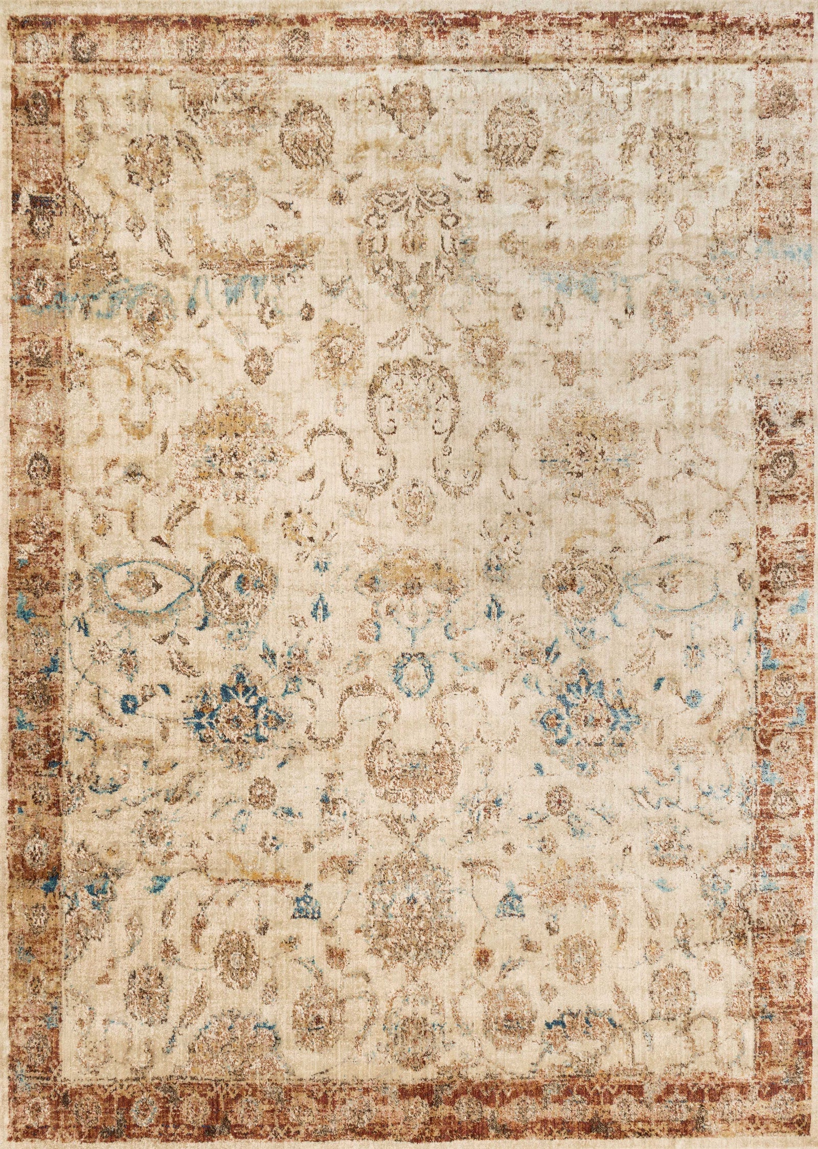 front view of Anastasia Ivory / Rust luxury Rug