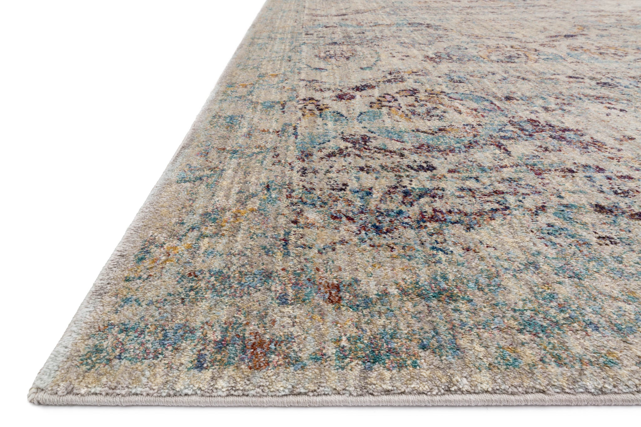 angle view of Anastasia Silver / Plum luxury Rug