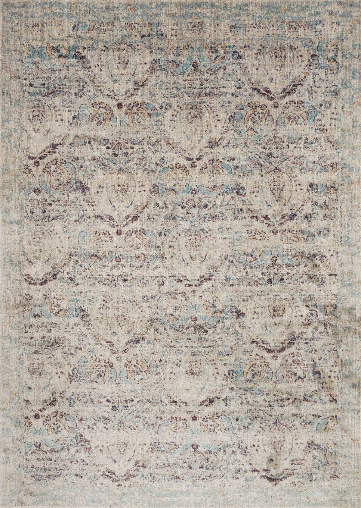 front view of Anastasia Silver / Plum luxury Rug
