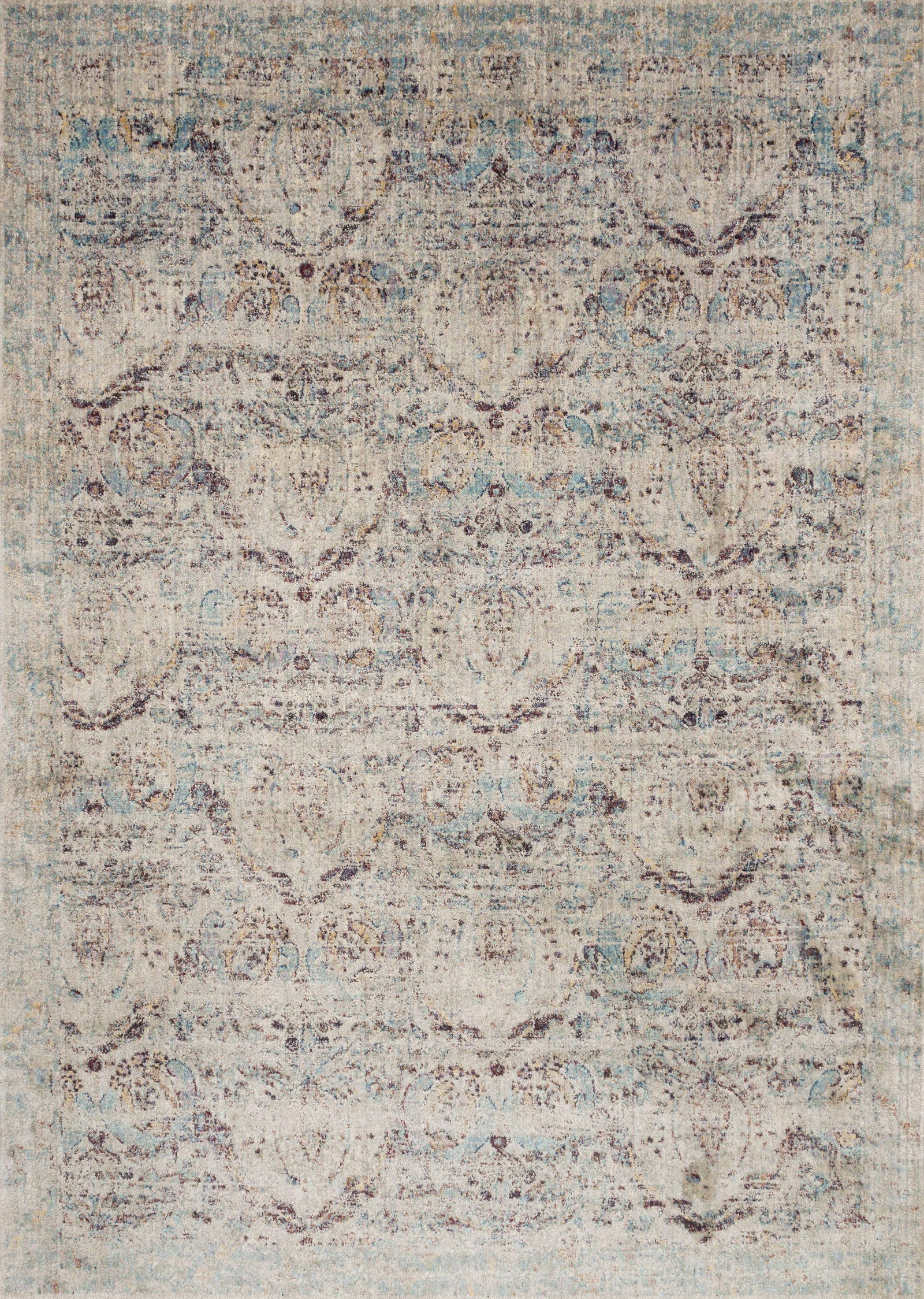 front view of Anastasia Silver / Plum luxury Rug