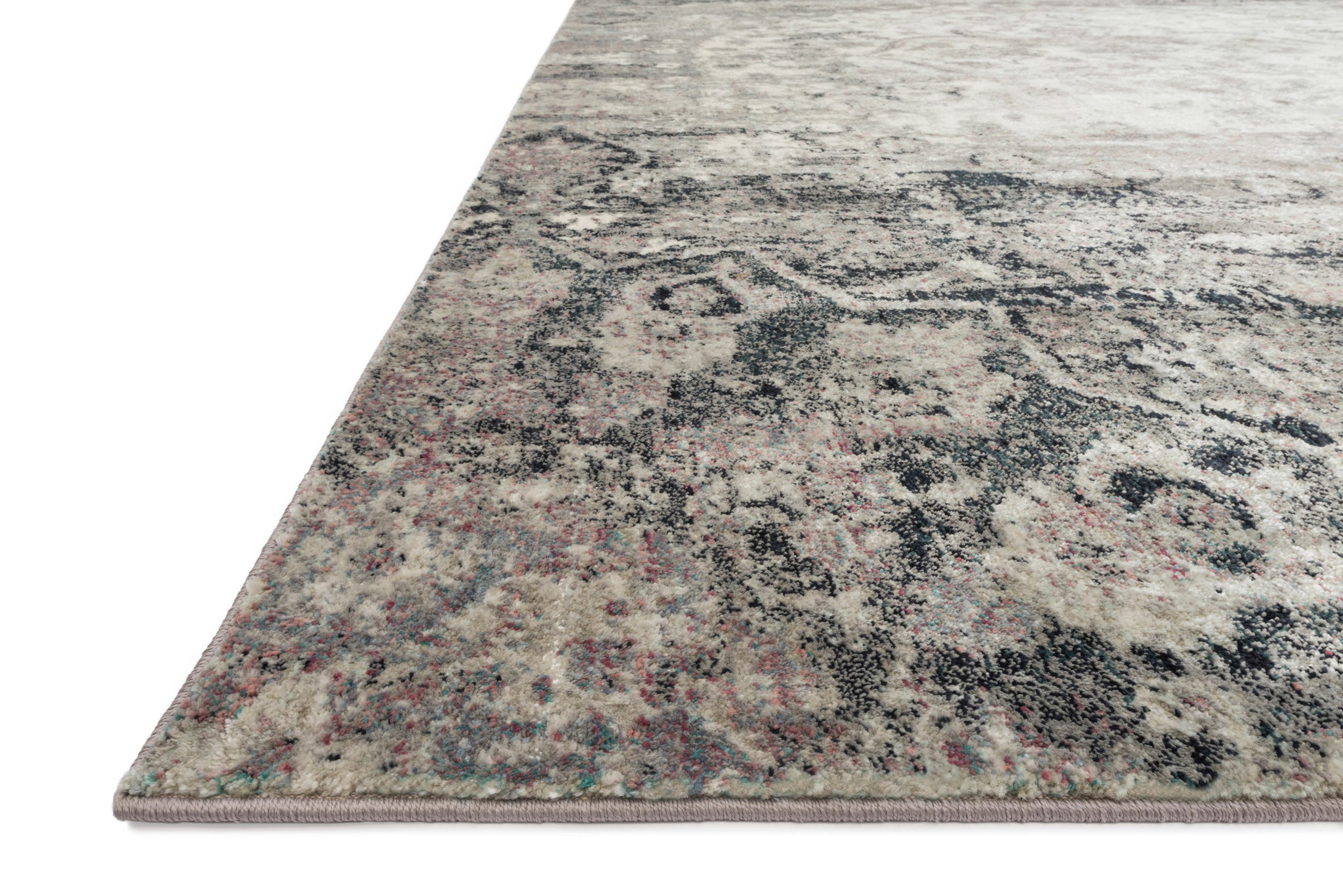 angle view of Anastasia Ink / Ivory luxury Rug