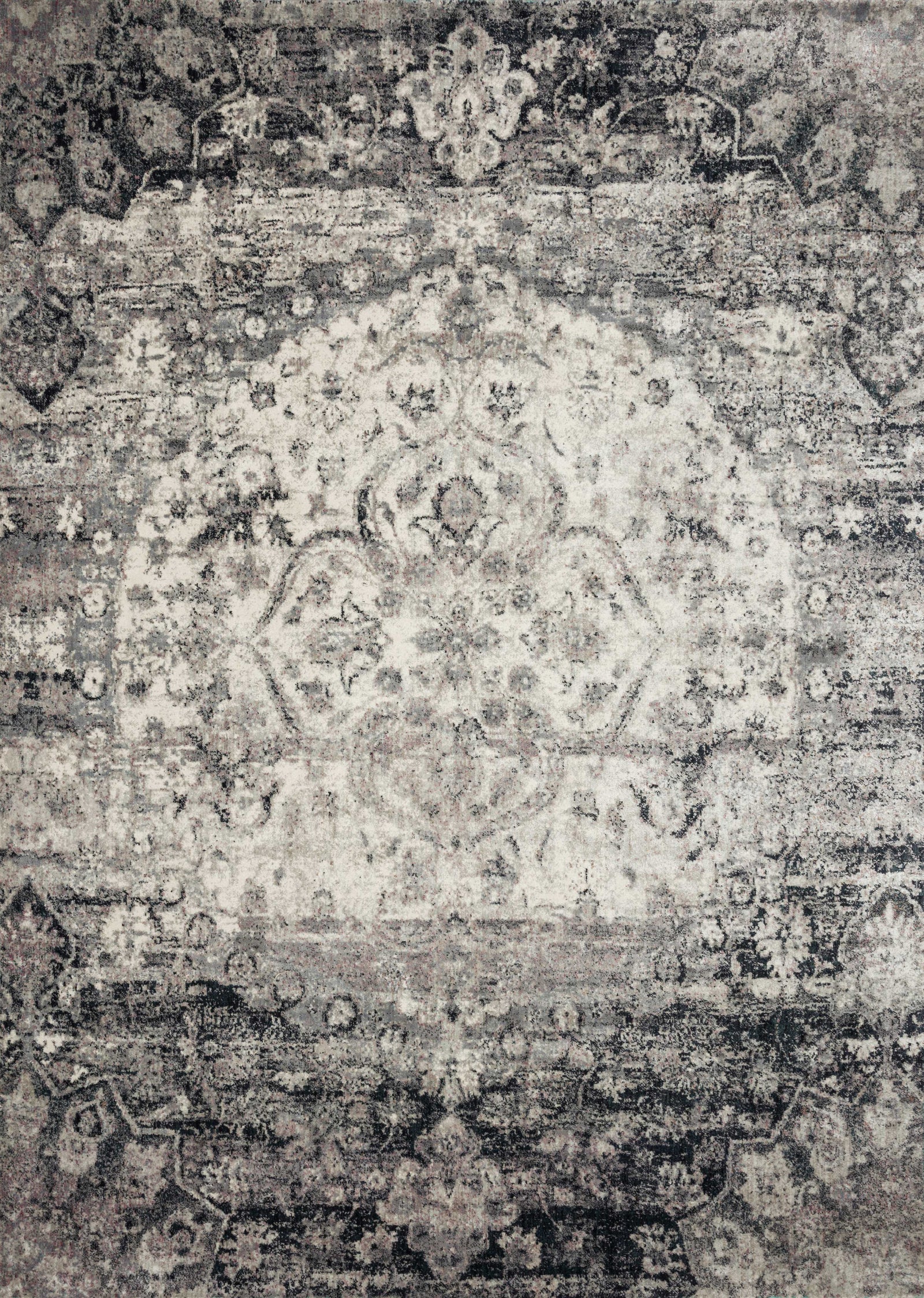 front view of Anastasia Ink / Ivory luxury Rug