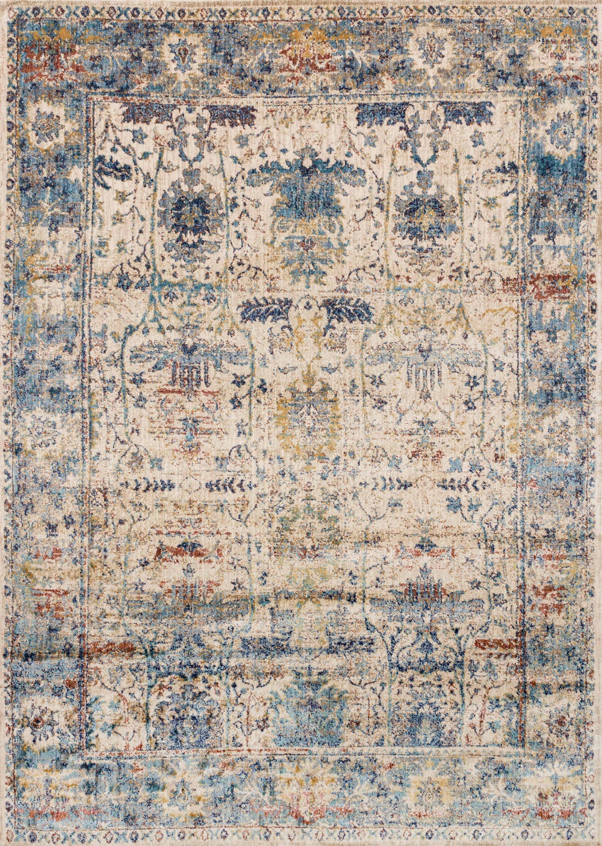 front view of Anastasia Sand / Lt. Blue luxury Rug