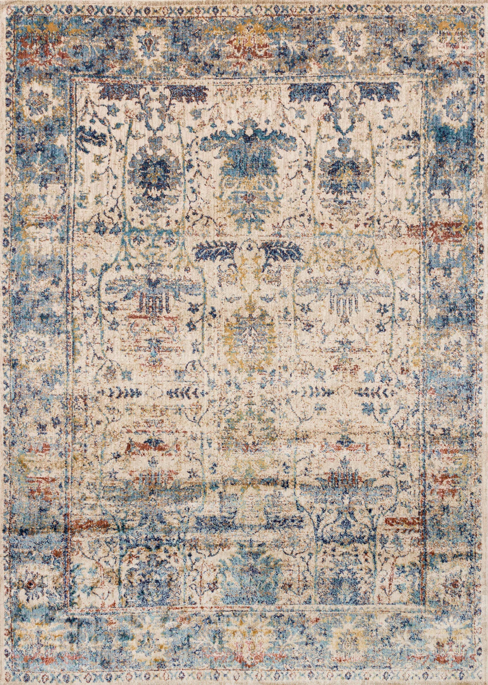 front view of Anastasia Sand / Lt. Blue luxury Rug