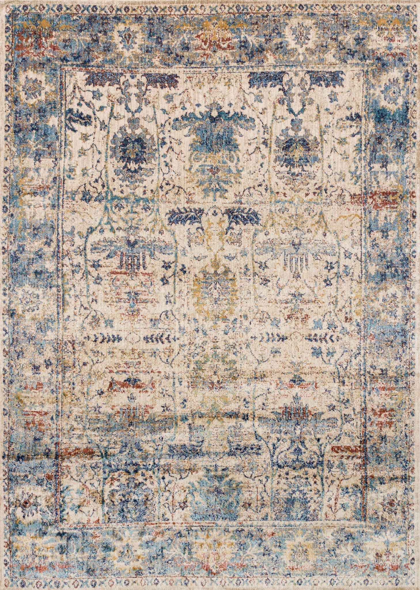 front view of Anastasia Sand / Lt. Blue luxury Rug