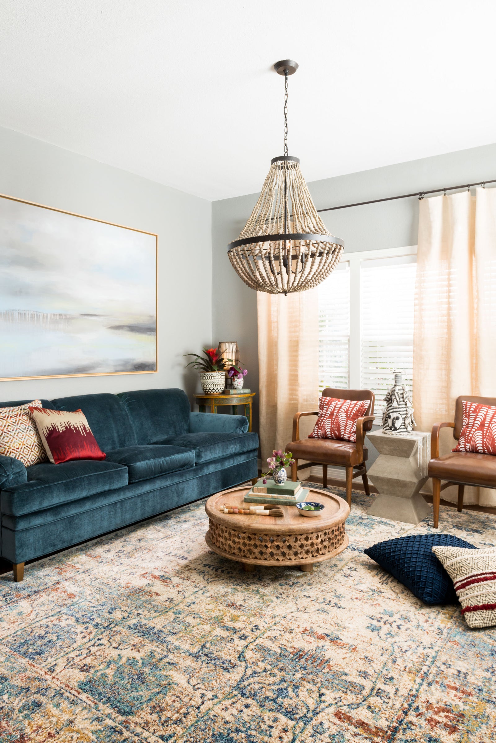 front view of Anastasia Sand / Lt. Blue luxury Rug