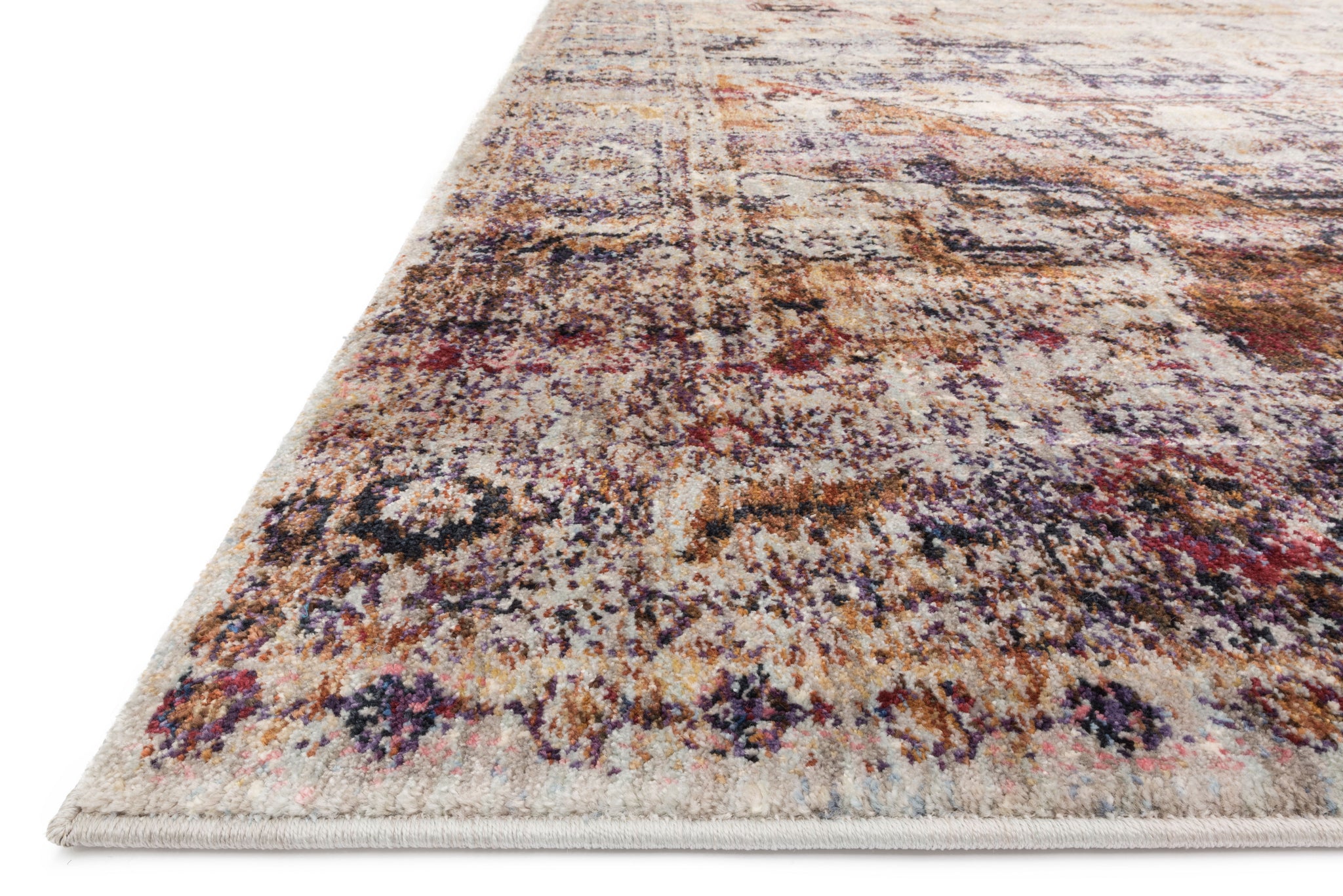 side view of Anastasia Slate / Multi luxury Rug