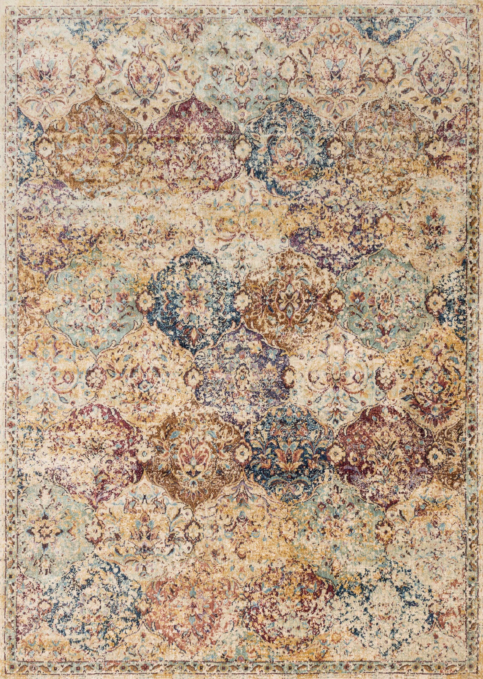 front view of Anastasia Ivory / Multi luxury Rug