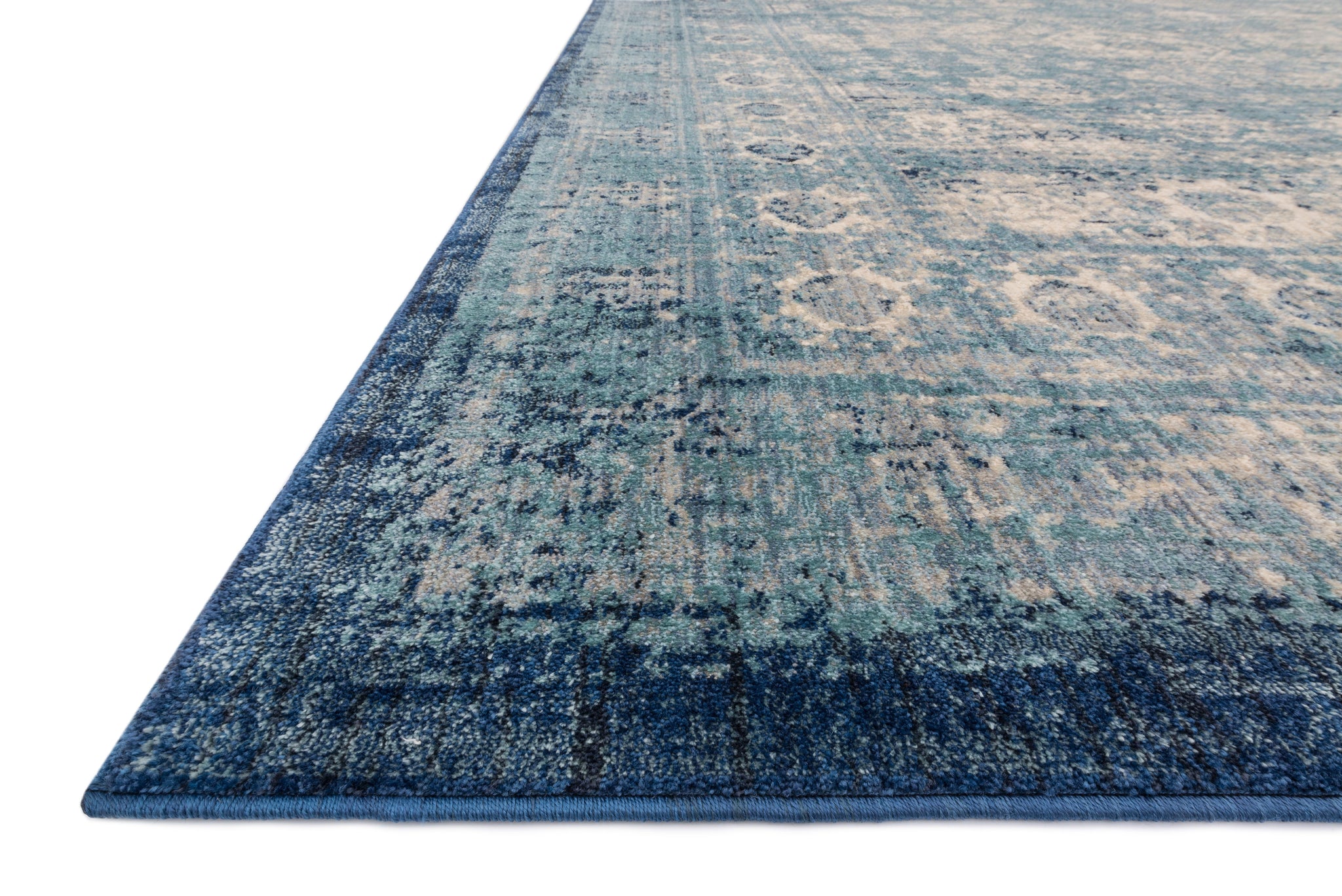 angle view of Anastasia Lt. Blue / Ivory luxury Rug