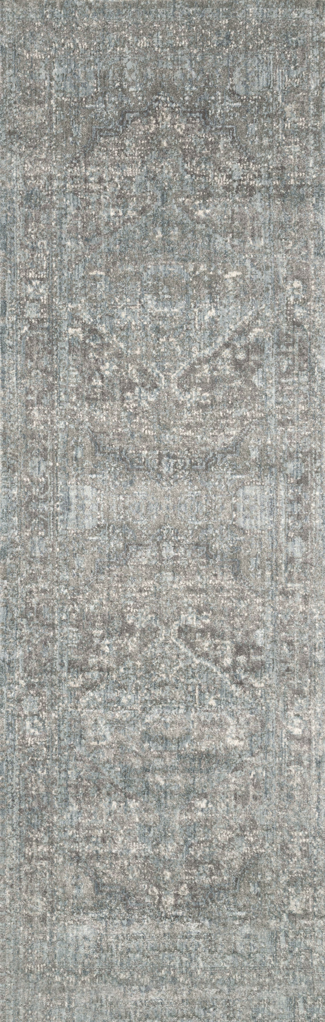 side view of Anastasia Stone / Blue luxury Rug
