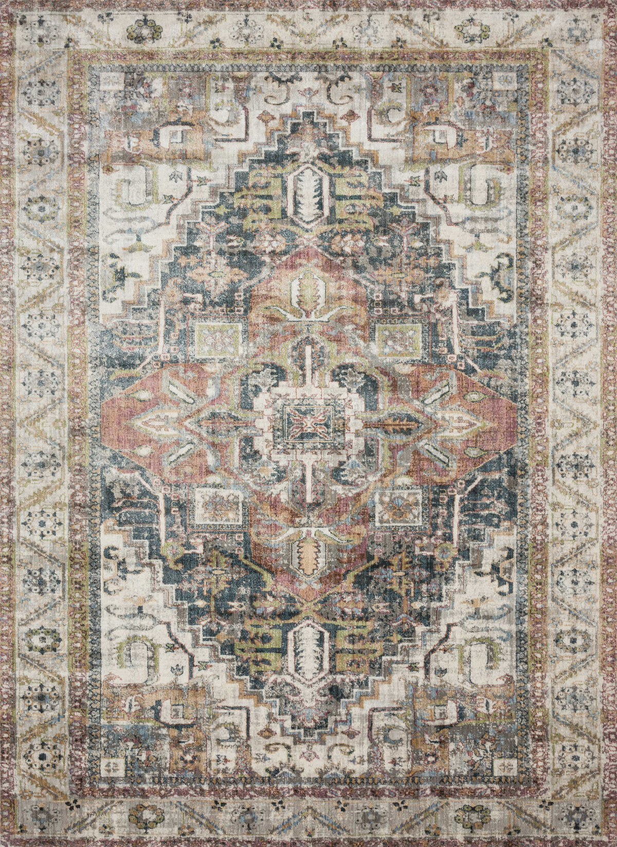 front view of Anastasia Ivory / Multi luxury Rug