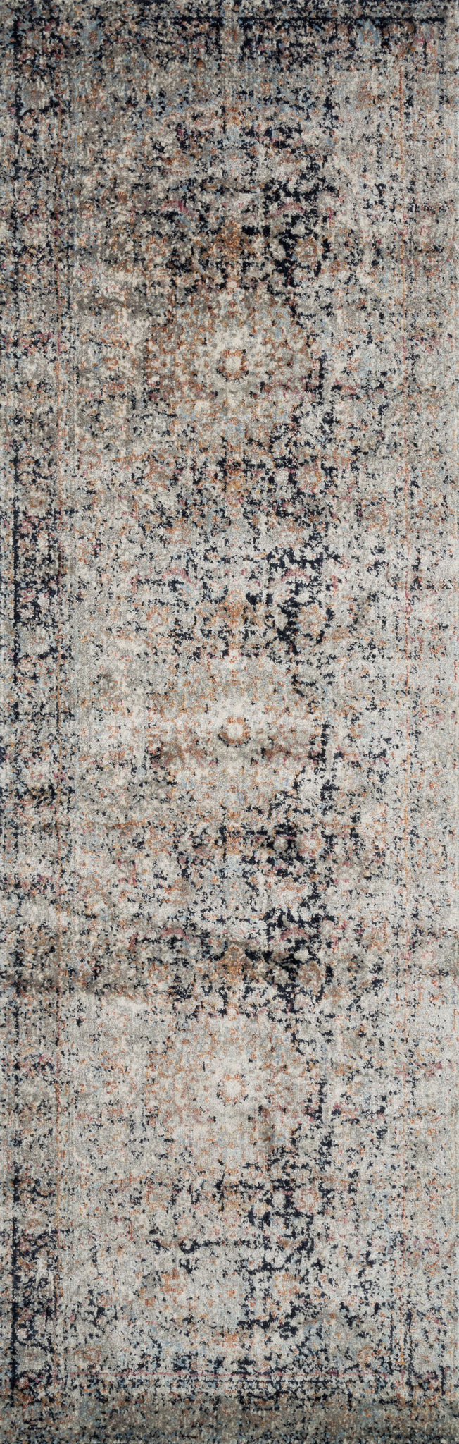 side view of Anastasia Charcoal / Sunset luxury Rug