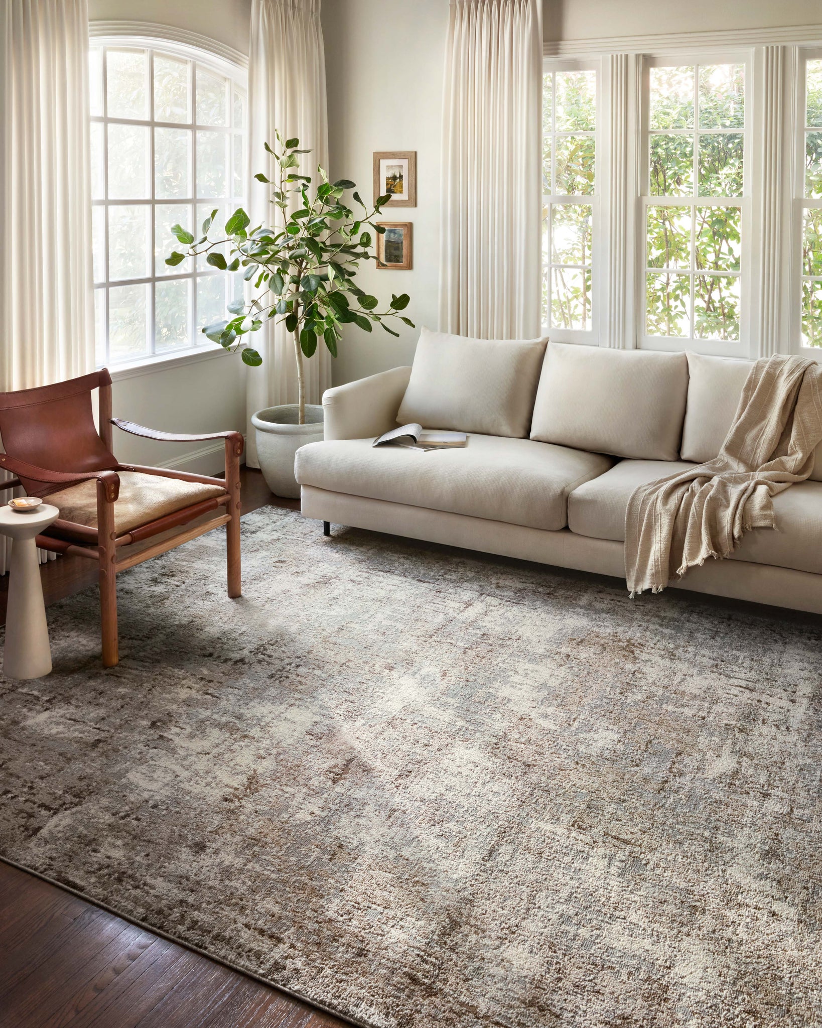 angle view of Austen Natural / Mocha luxury Rug