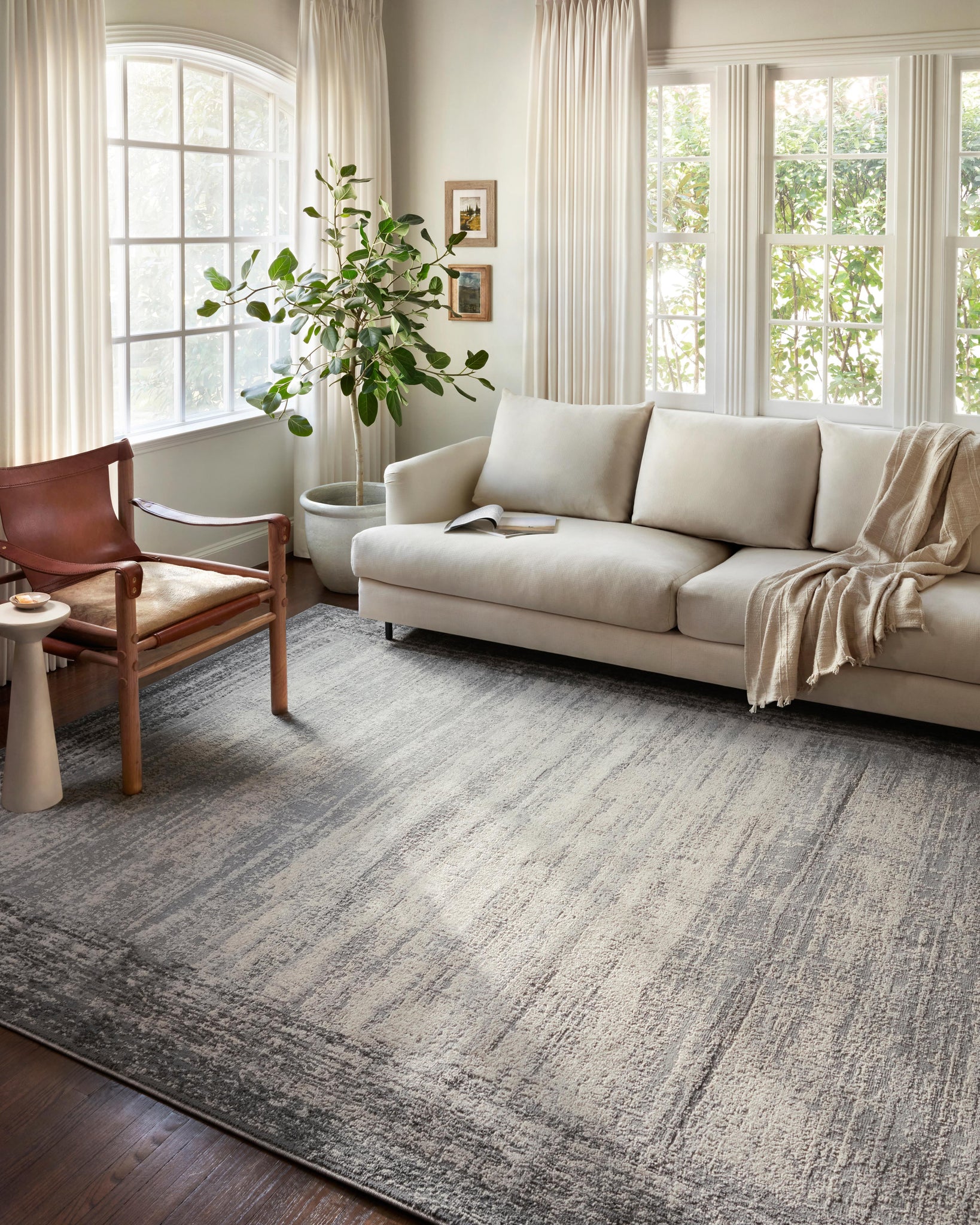 angle view of Austen Pebble / Charcoal luxury Rug