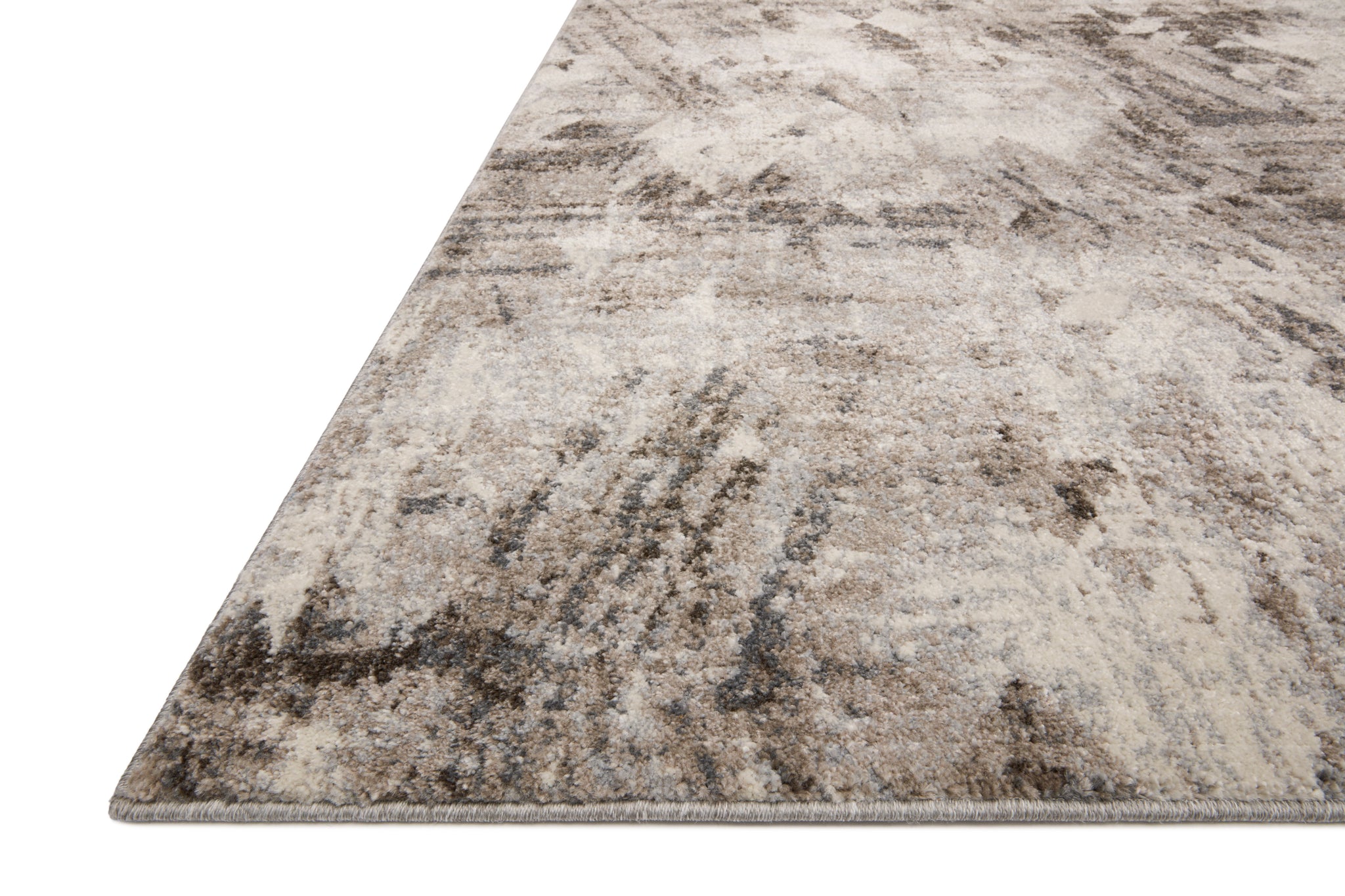 side view of Austen Natural / Mocha luxury Rug