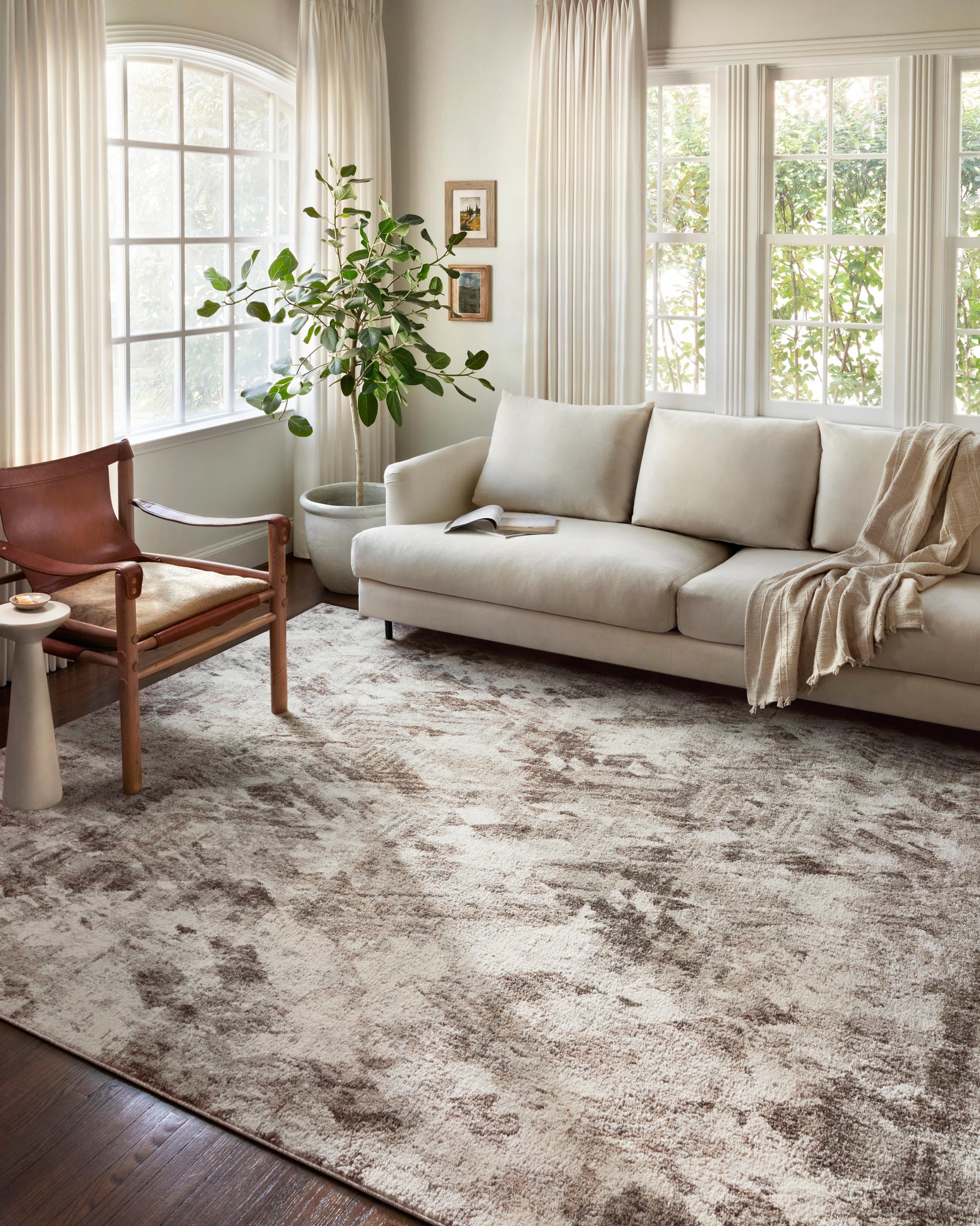 angle view of Austen Natural / Mocha luxury Rug