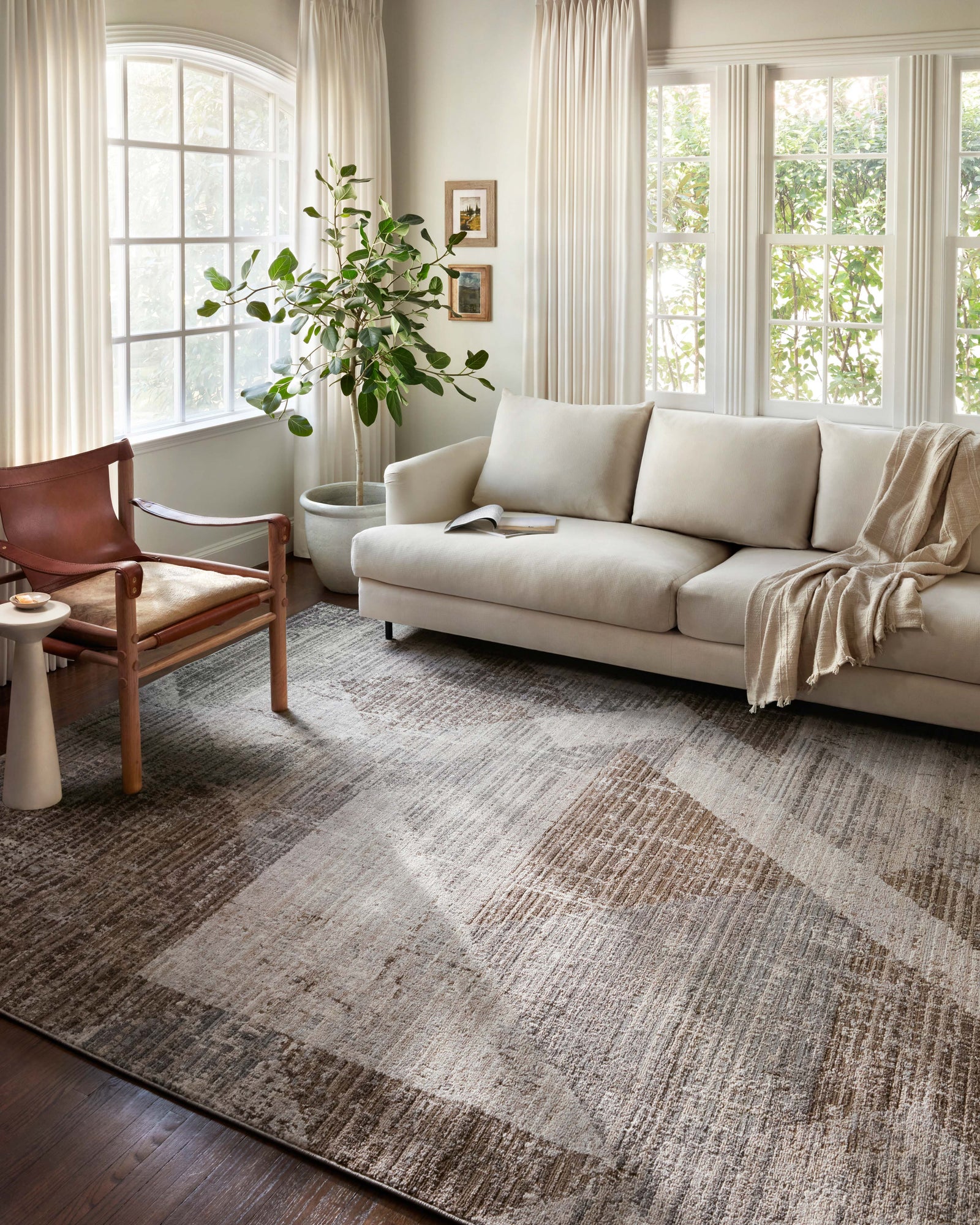 front view of Austen Stone / Bark luxury Rug