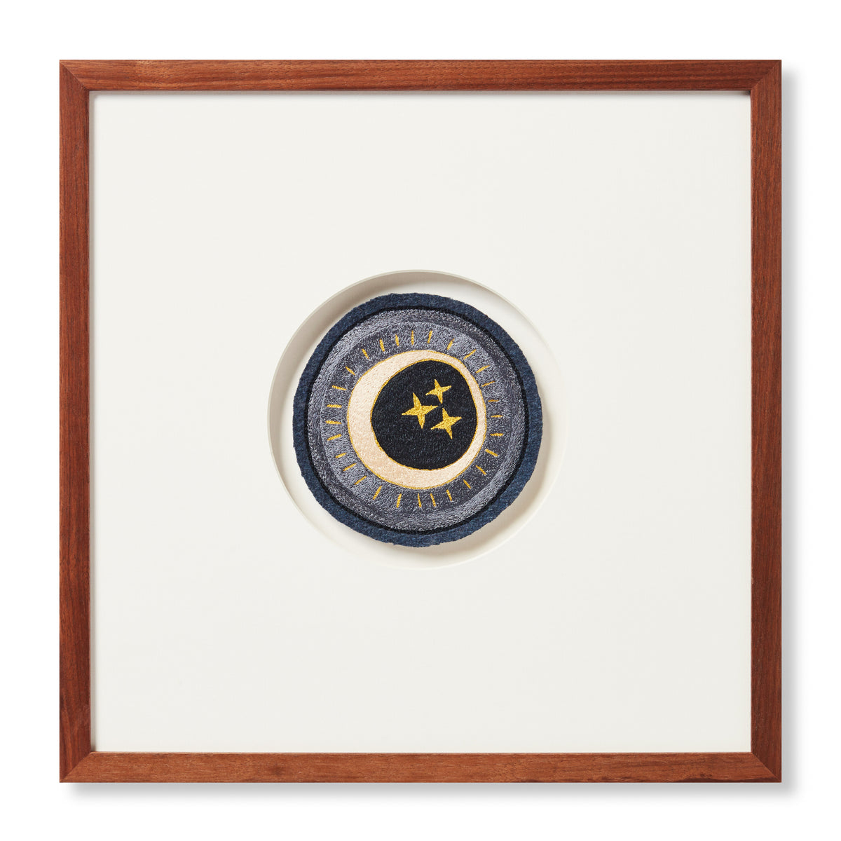 front view of Celestial Patch Blue / Ivory luxury Artwork