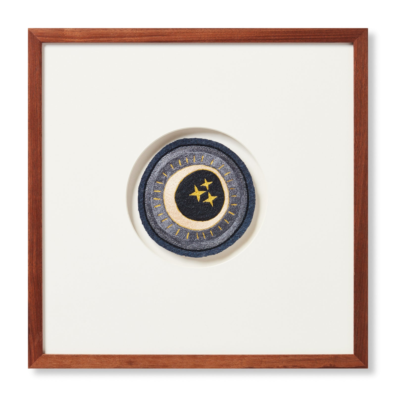 front view of Celestial Patch Blue / Ivory luxury Artwork