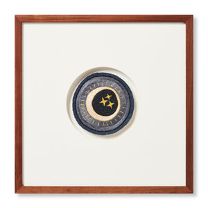 front view of Celestial Patch Blue / Ivory luxury Artwork