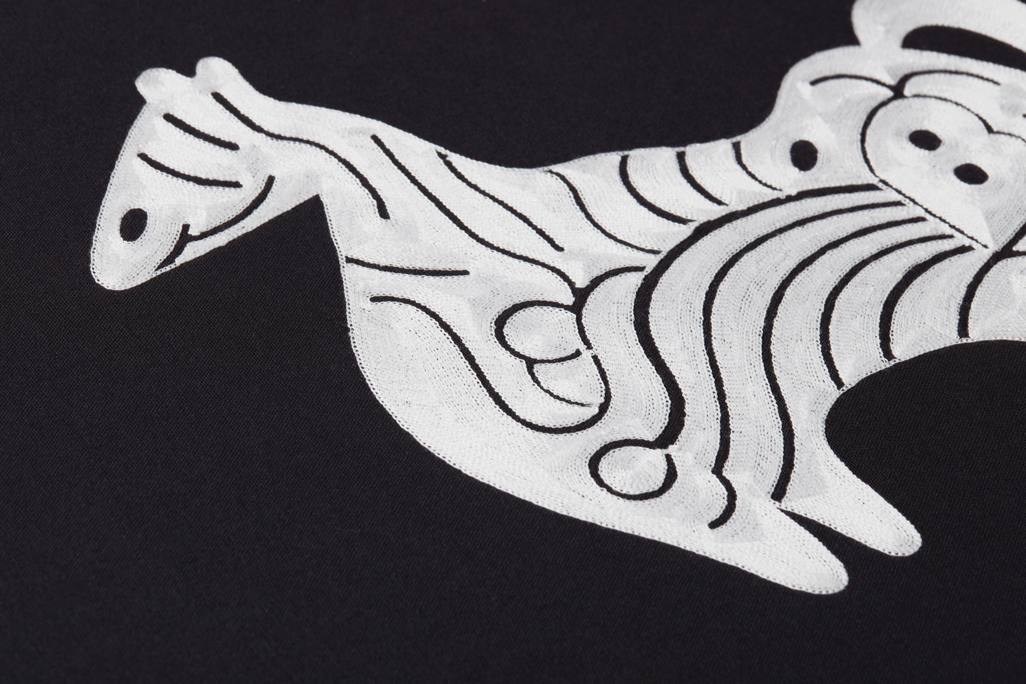 side view of Farasi Black / Ivory luxury Artwork