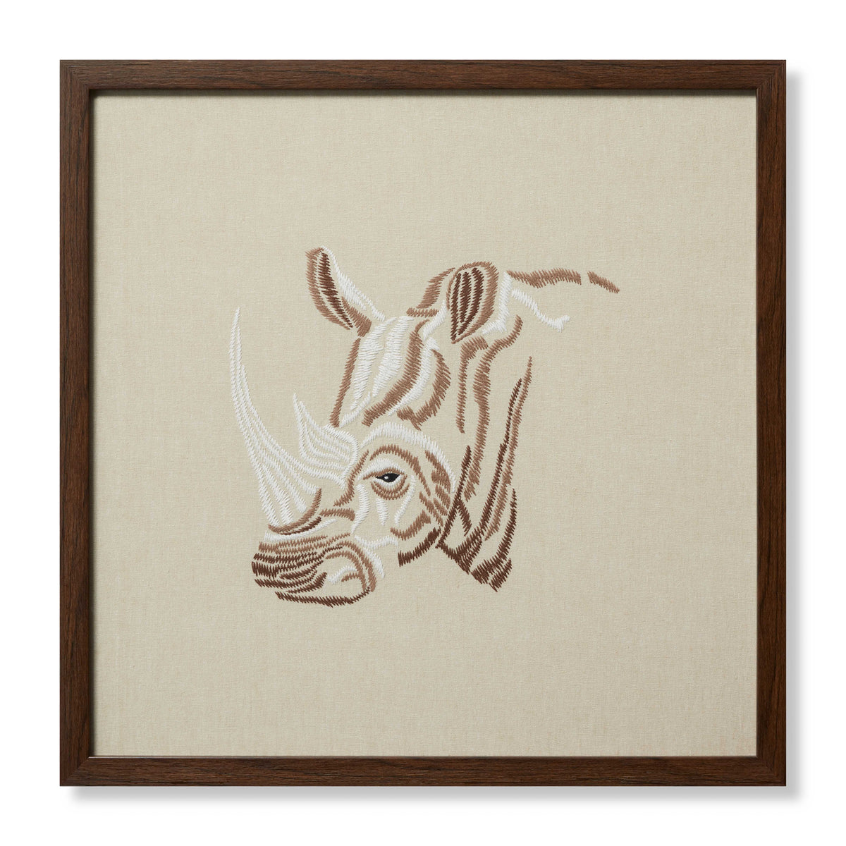 front view of Black Rhino Beige / Ivory luxury Artwork