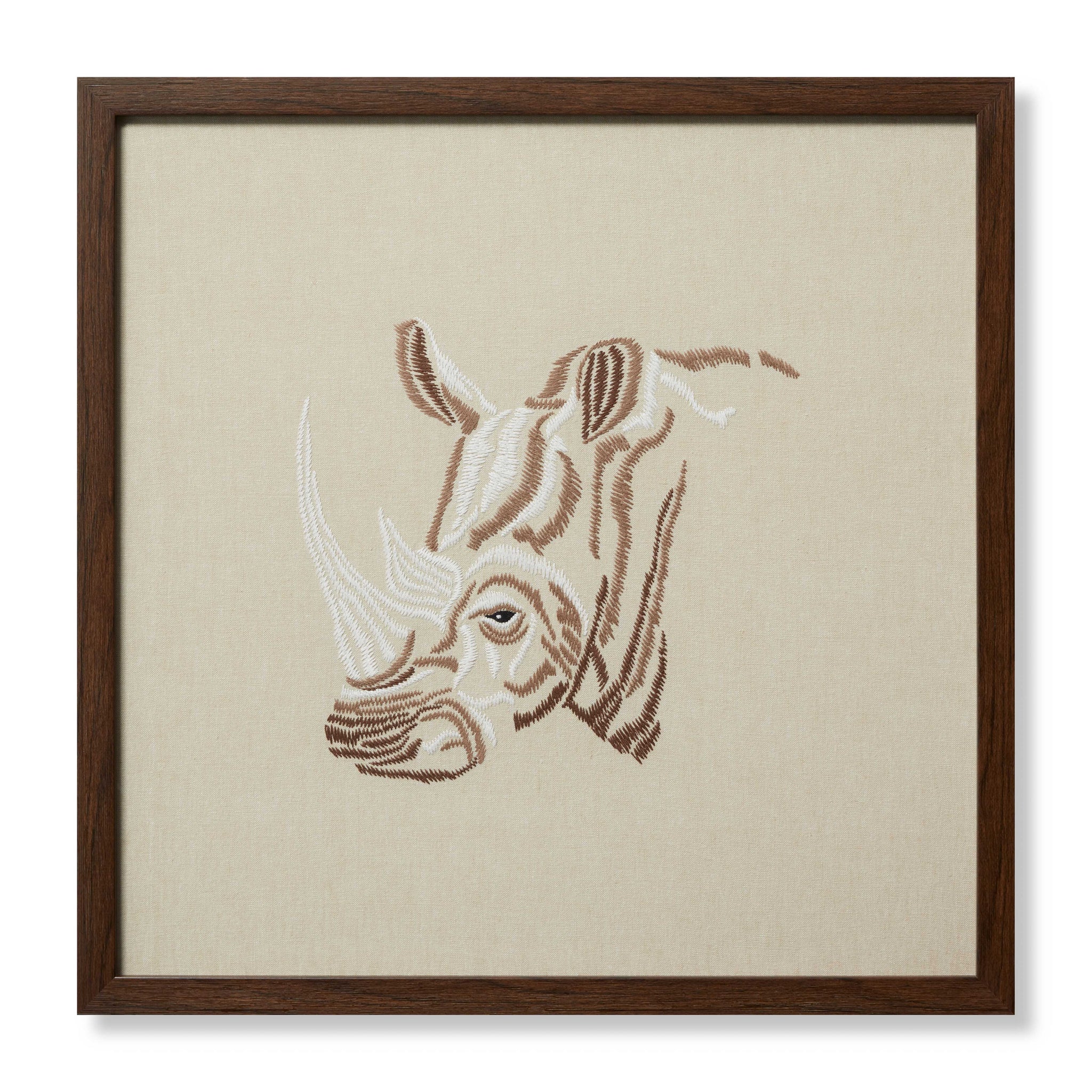 front view of Black Rhino Beige / Ivory luxury Artwork