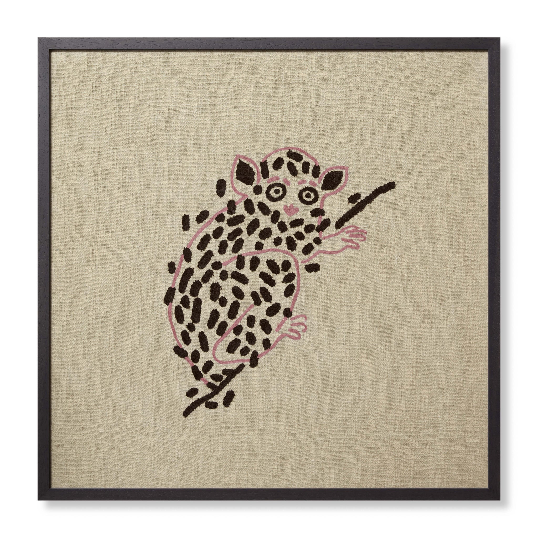 front view of Lucky Lemur Beige / Pink luxury Artwork