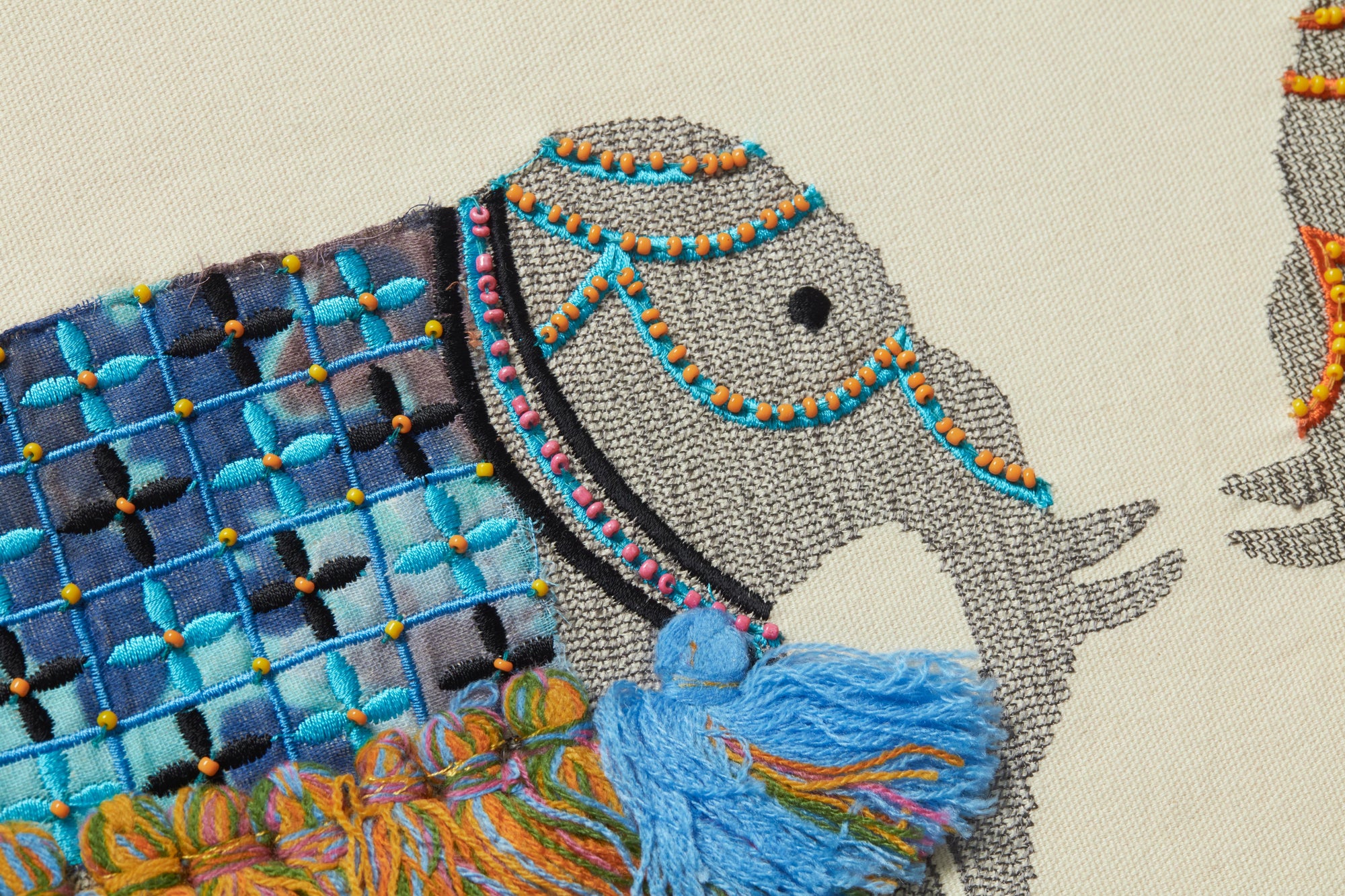 side view of Fringe Benefits Natural / Multi luxury Artwork