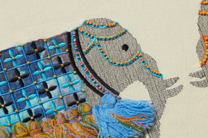 side view of Fringe Benefits Natural / Multi luxury Artwork