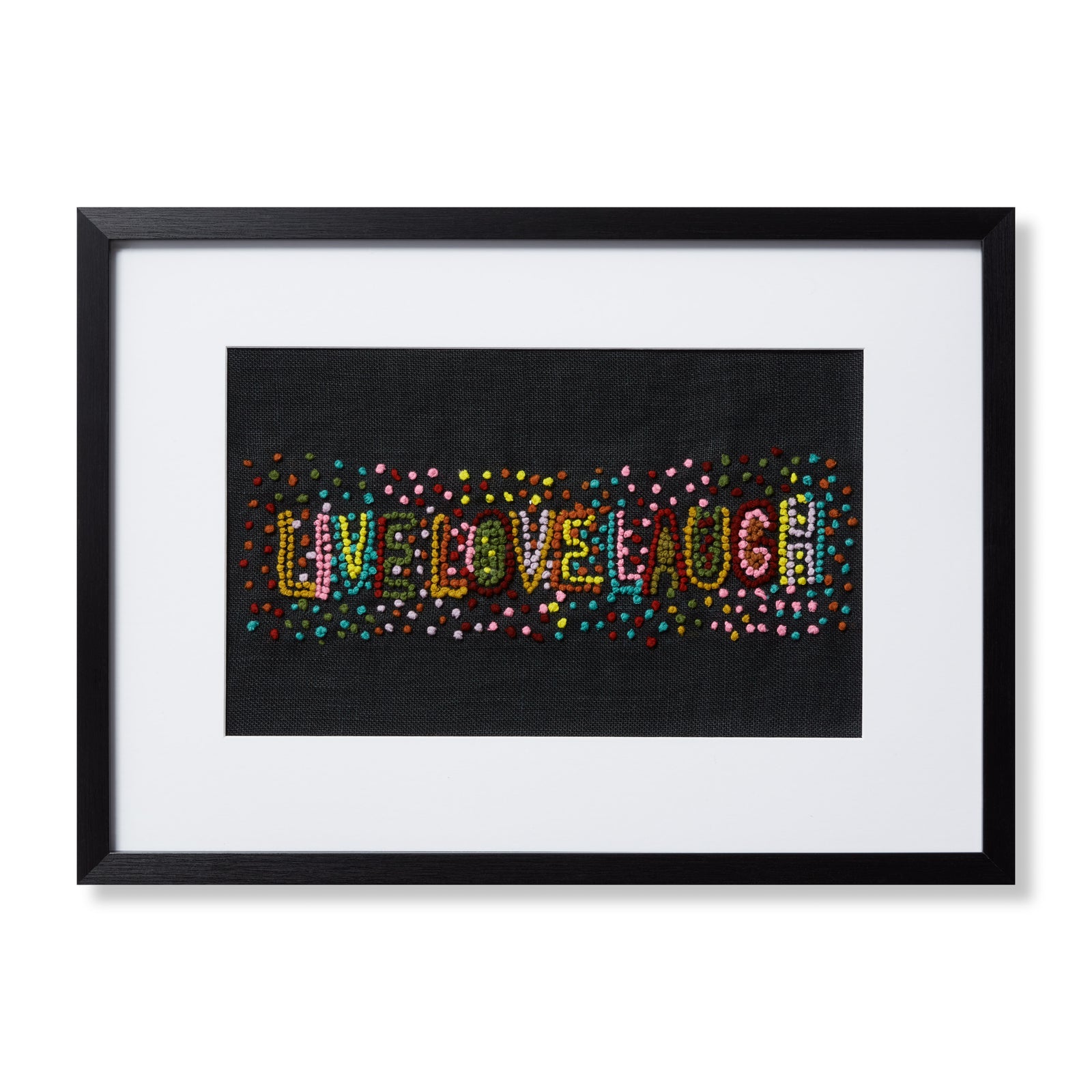 front view of Live, Love, Laugh Black / Multi luxury Artwork