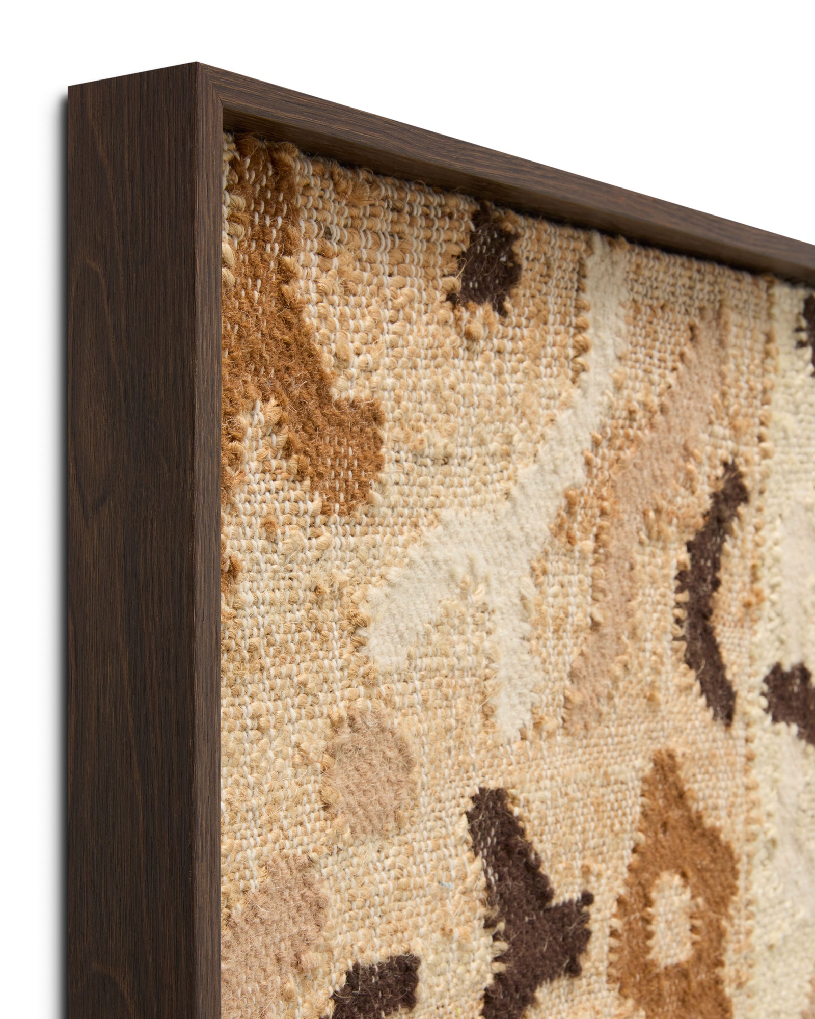 front view of Grand Wood Frame Beige / Brown luxury Artwork