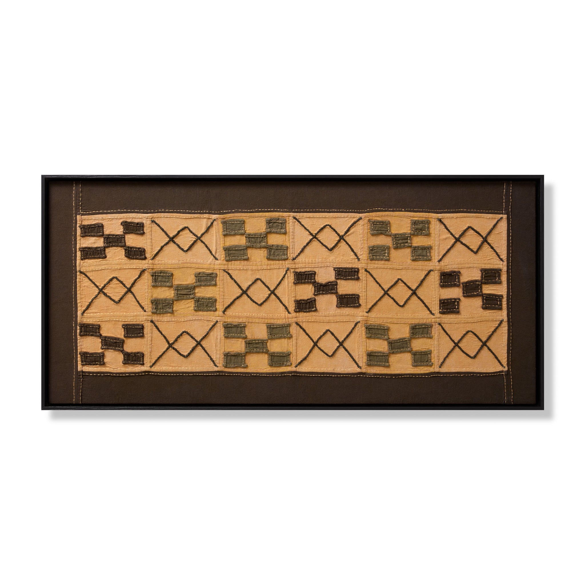 front view of Karoo Wood Frame Tan / Brown luxury Artwork
