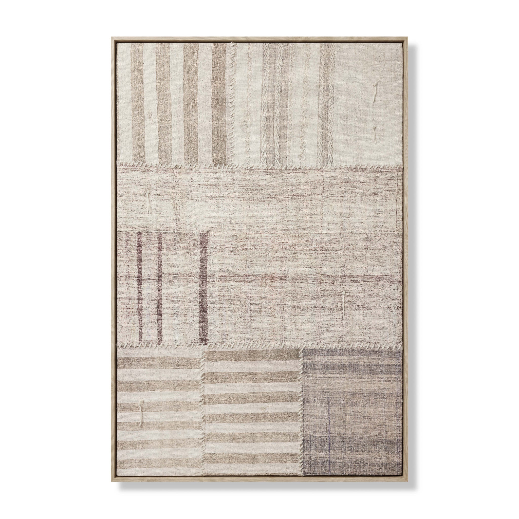Pieced Work Beige / Brown Rug Art - Aerial Image