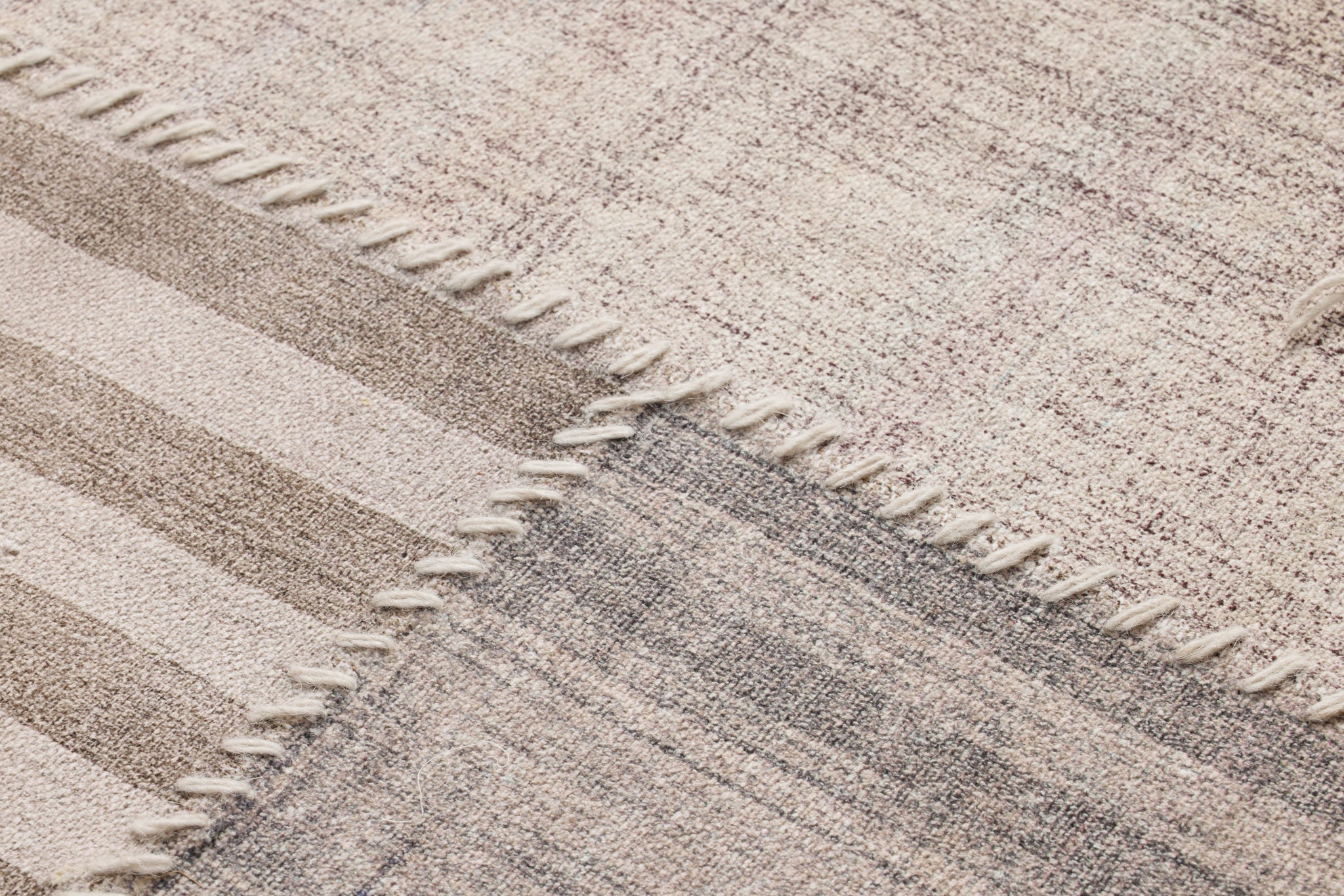 Pieced Work Beige / Brown Rug Art - Macro Detail (H)