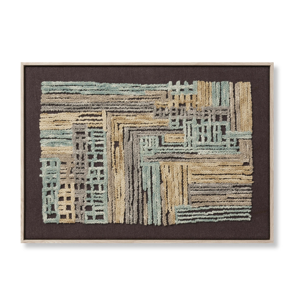 Bisect Blue / Gold Rug Art - Aerial Image