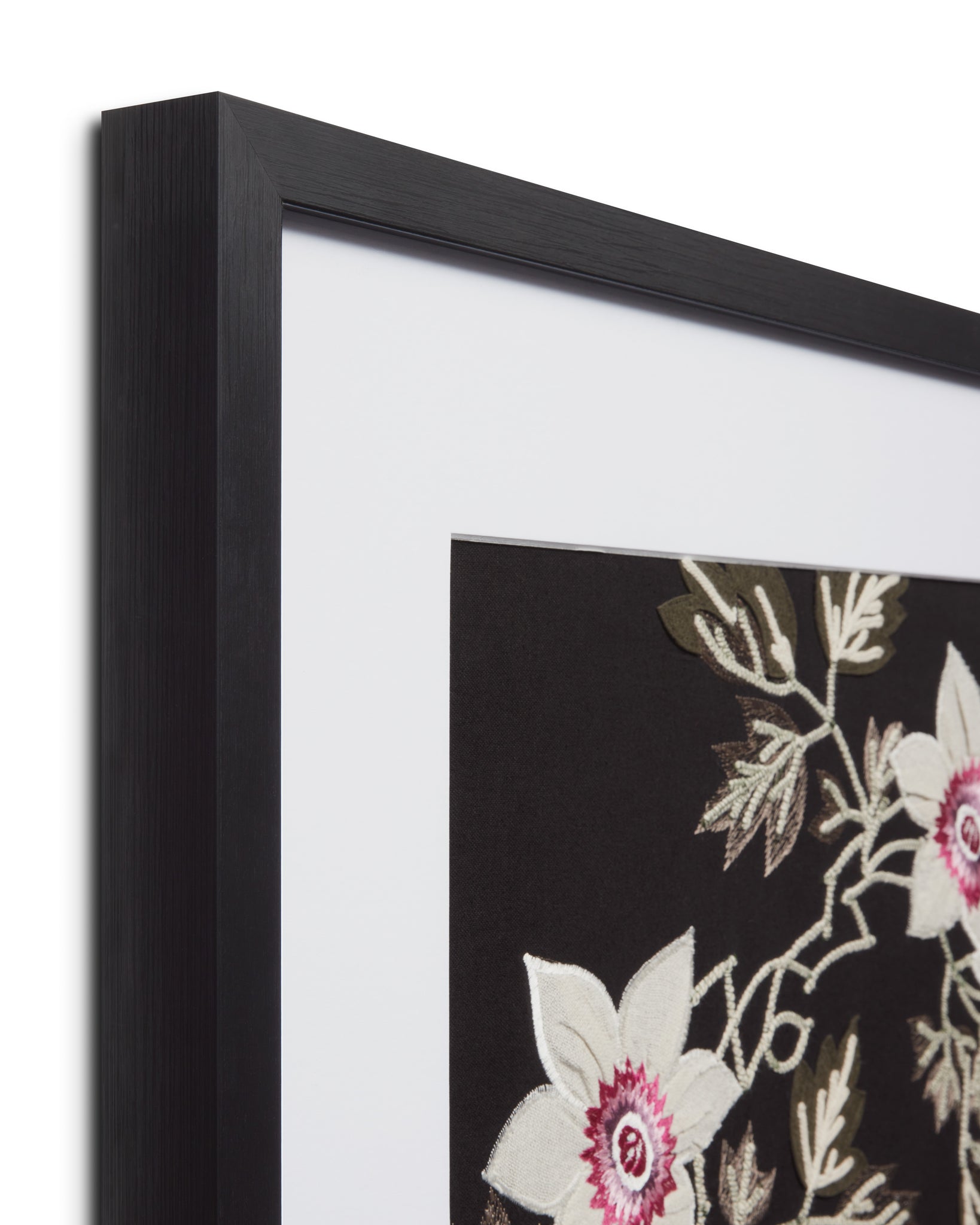 angle view of Passion Vine Petite Black / Ivory luxury Artwork