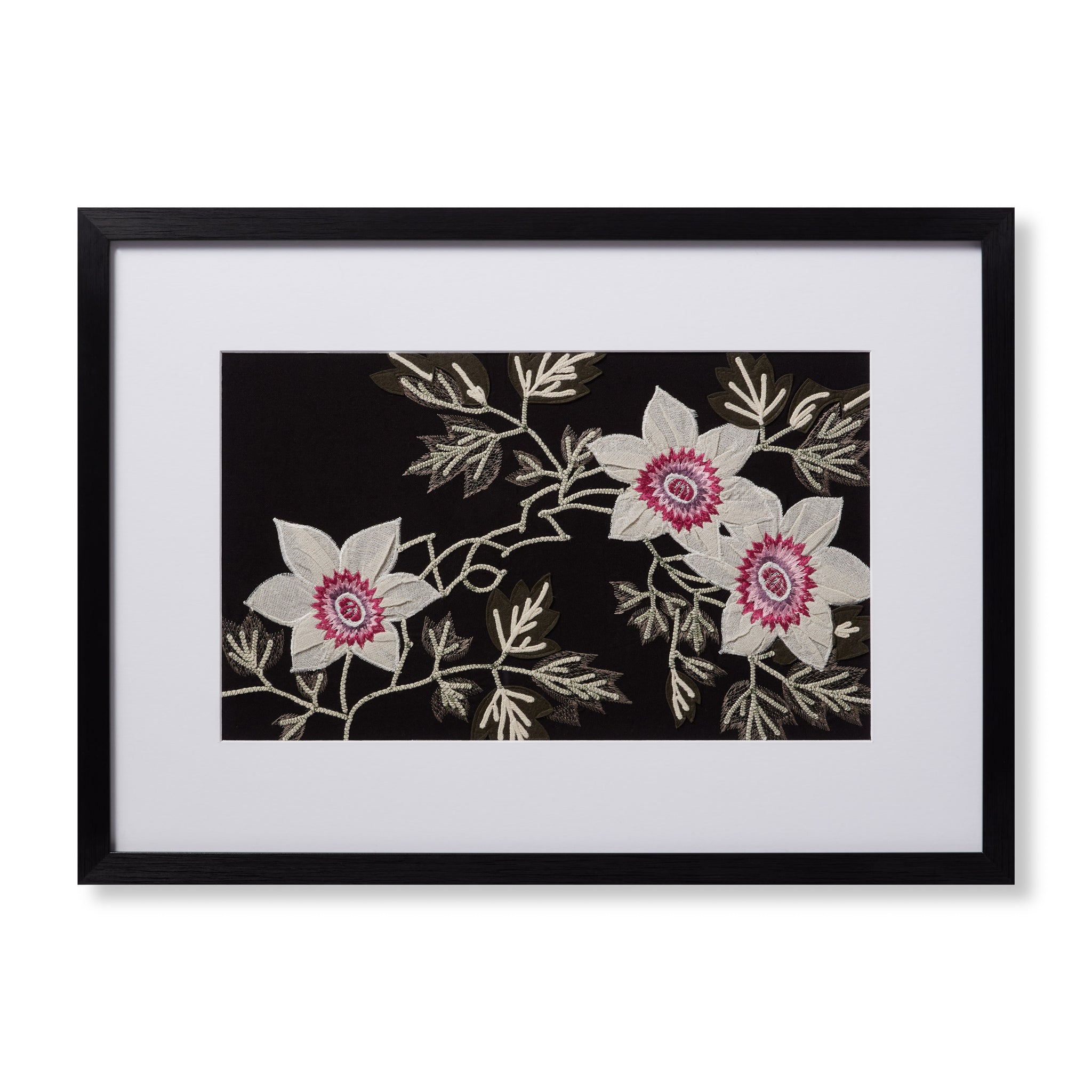 front view of Passion Vine Petite Black / Ivory luxury Artwork